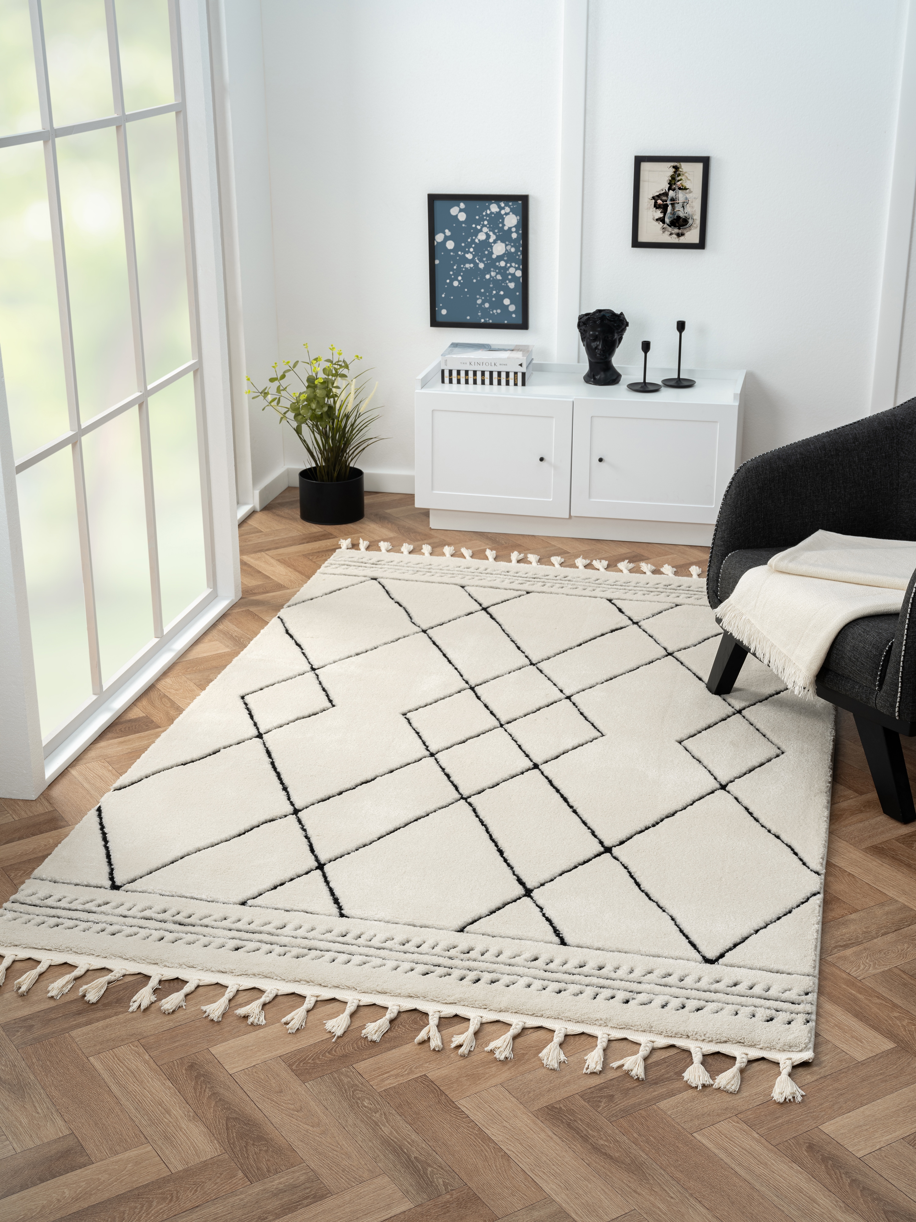 Myflair Möbel & Accessoires Hochflor-Teppich "Moroccan Design, LAGERRÄUMUNG" rechteckig 24 mm Höhe modern, marokkanisches Design, Rauten Muster, weich durch Hochflor