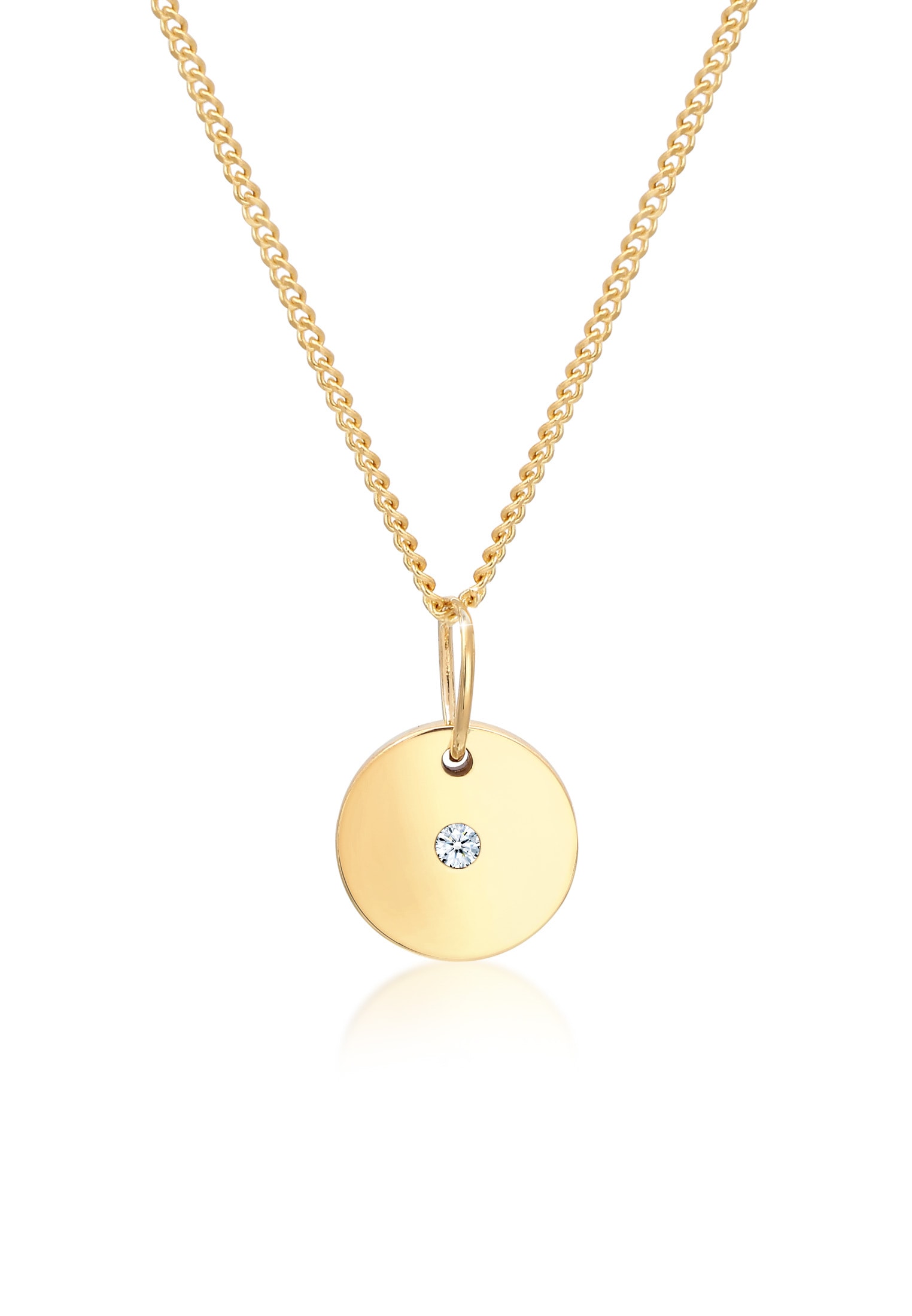 Collierkettchen »Plättchen mit Diamant (0.02 ct) 585 Gelbgold«