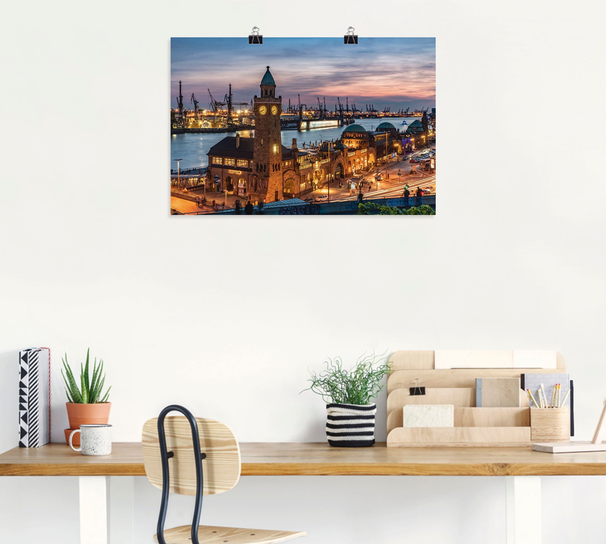 Artland Wandbild »Landungsbrücken Hamburg«, Hamburg, (1 St.), als Alubild,  Leinwandbild, Wandaufkleber oder Poster in versch. Größen kaufen | BAUR | Poster