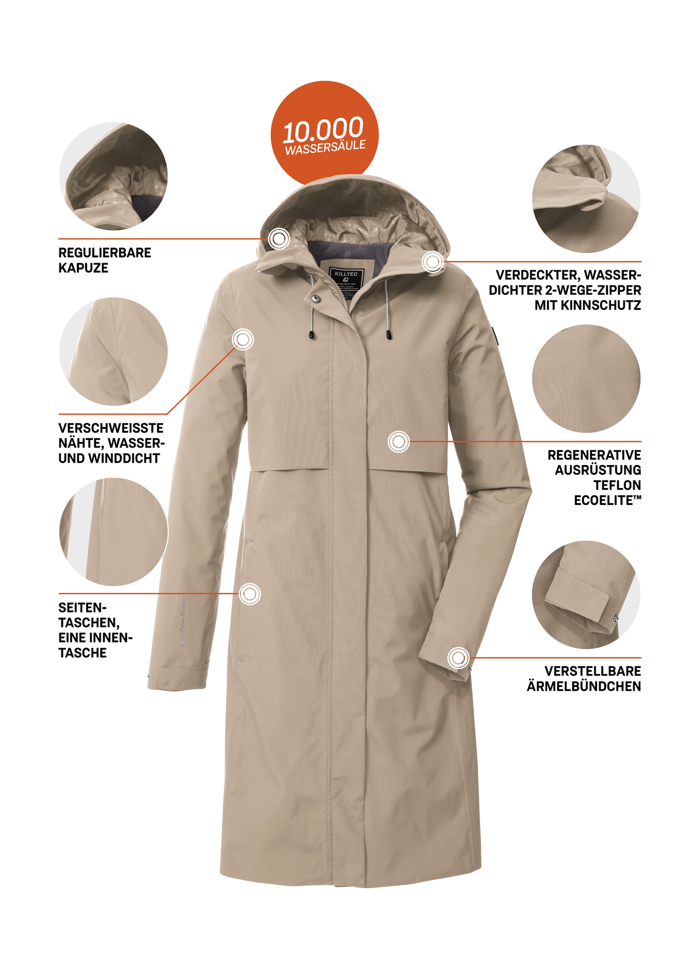 Killtec Parka »KOS 46 WMN PRK« Wasserdichter Damenparka, atmungsaktiv, verstellbare Details
