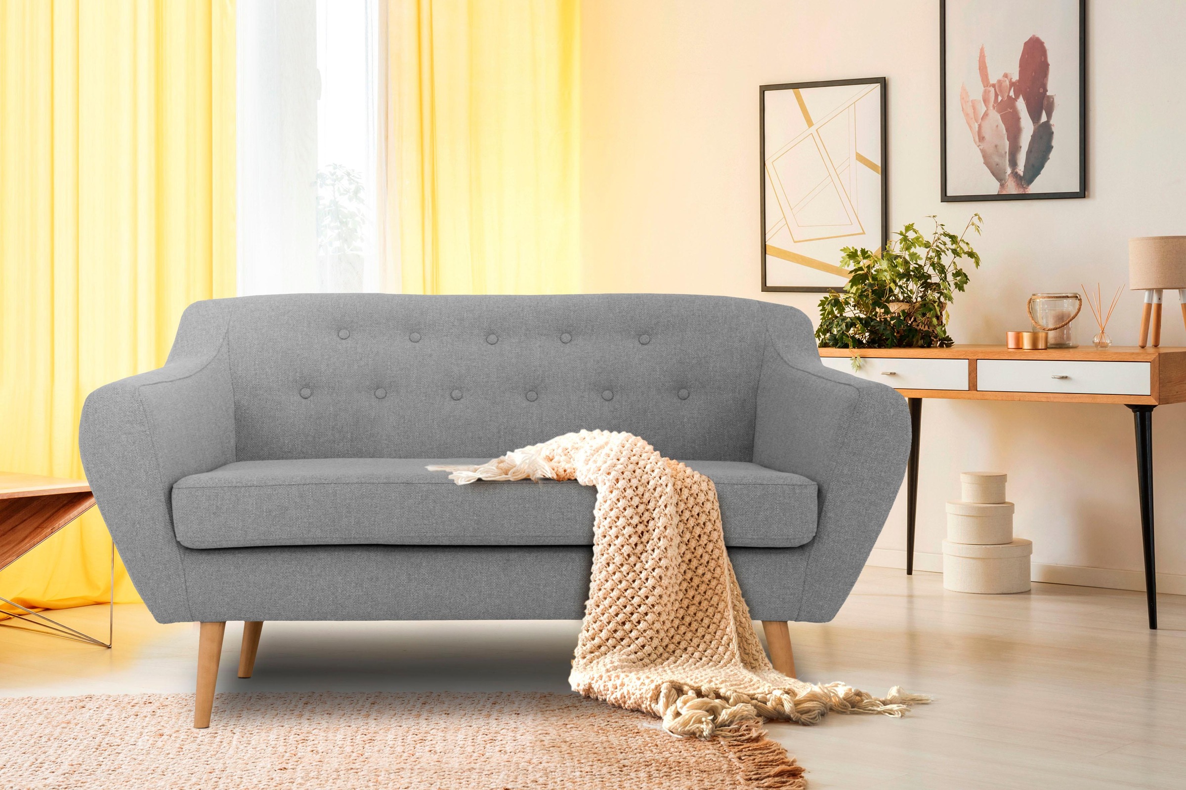 Home affaire 2-Sitzer "Renne" mit Heftung im Rücken im skandinavischem Stil günstig online kaufen