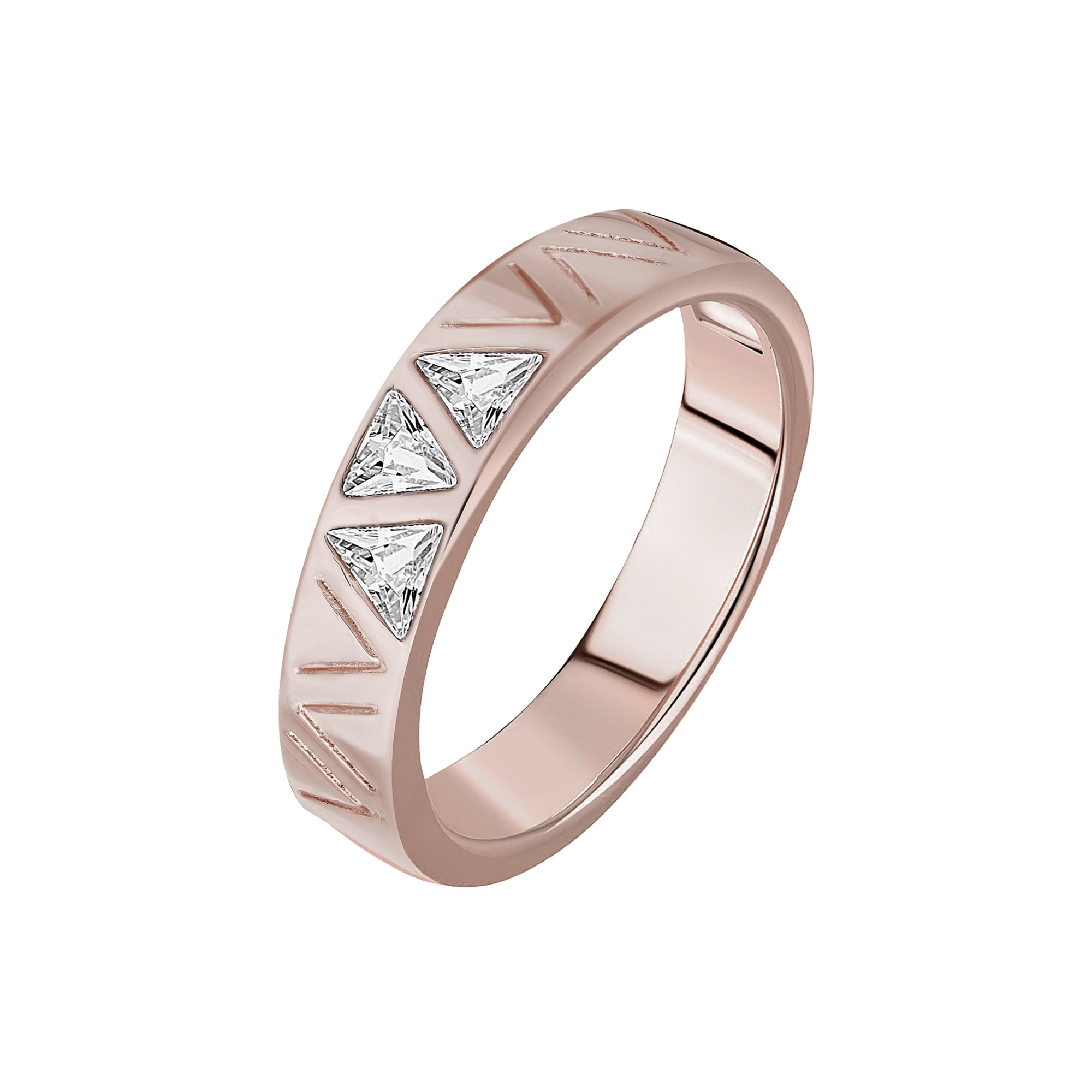 CAÏ Fingerring »925 Sterling Silber rosé vergoldet mit Zirkonia Dreiecken«