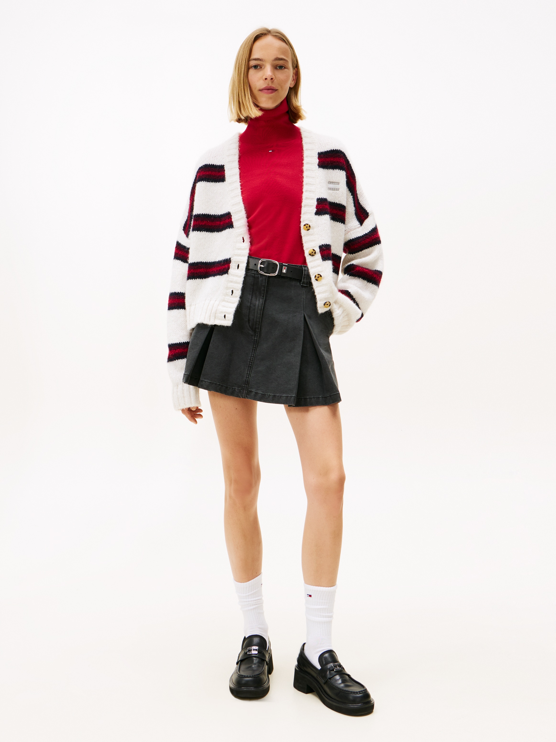 Tommy Jeans Strickjacke »TJW BADGE STRIPE FLUFF CARDI EXT«