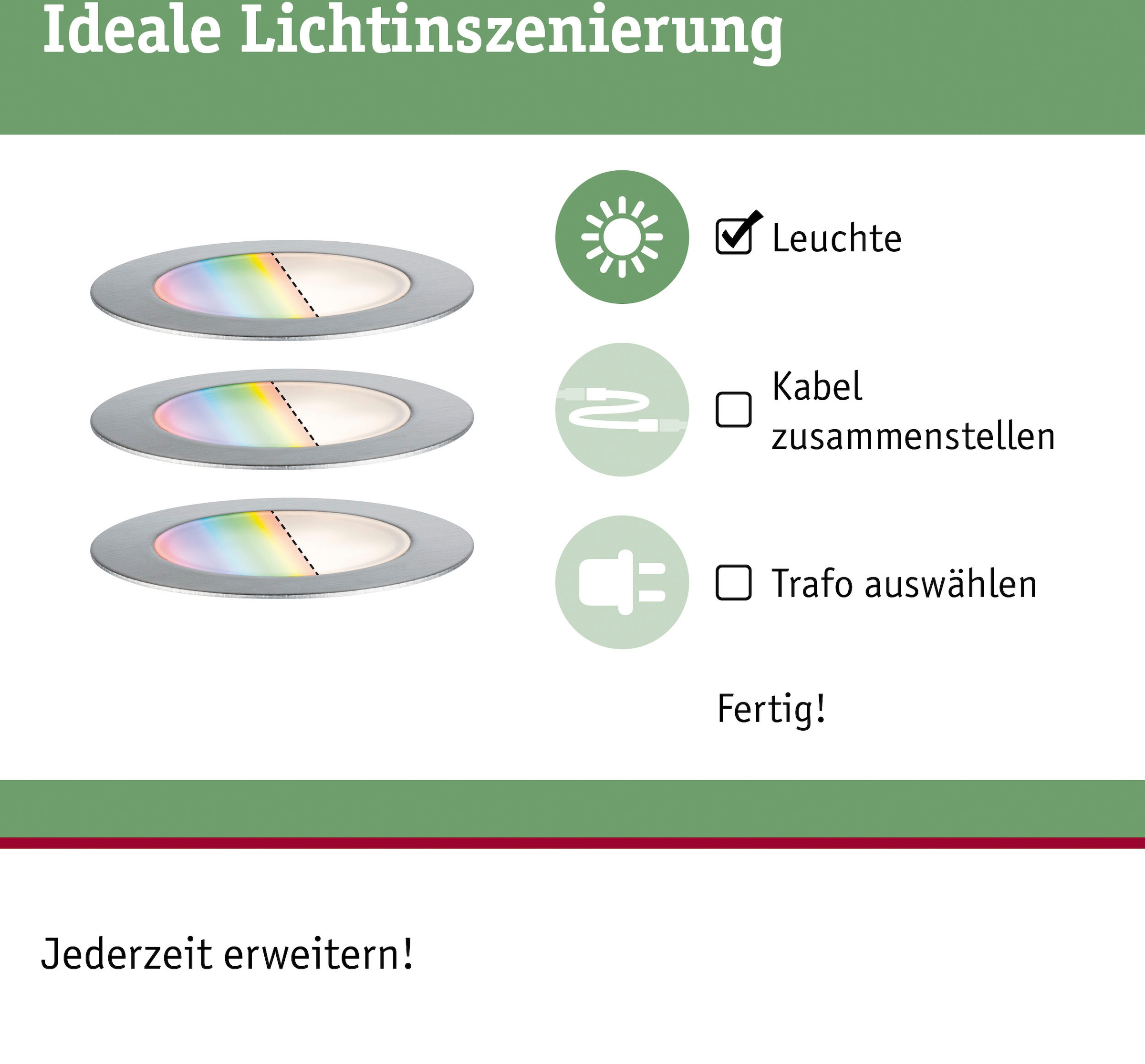 »Outdoor RGBW ZigBee IP67 & Paulmann | flammig-flammig, BAUR Set ZigBee«, IP67, Floor Plug 3 LED Shine Einbauleuchte RGBW bestellen Gartenleuchte