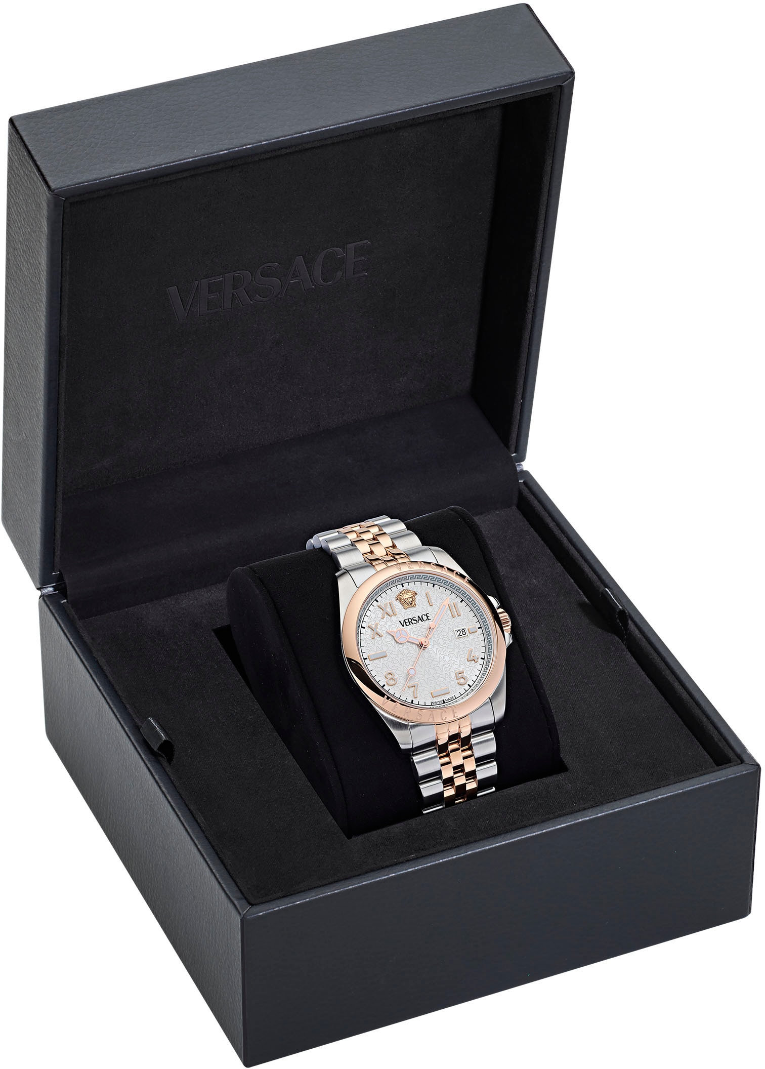 Versace Quarzuhr »VERSACE ANTEO«, Armbanduhr, Herrenuhr, Swiss Made, Saphirglas, Edelstahlarmband, Datum