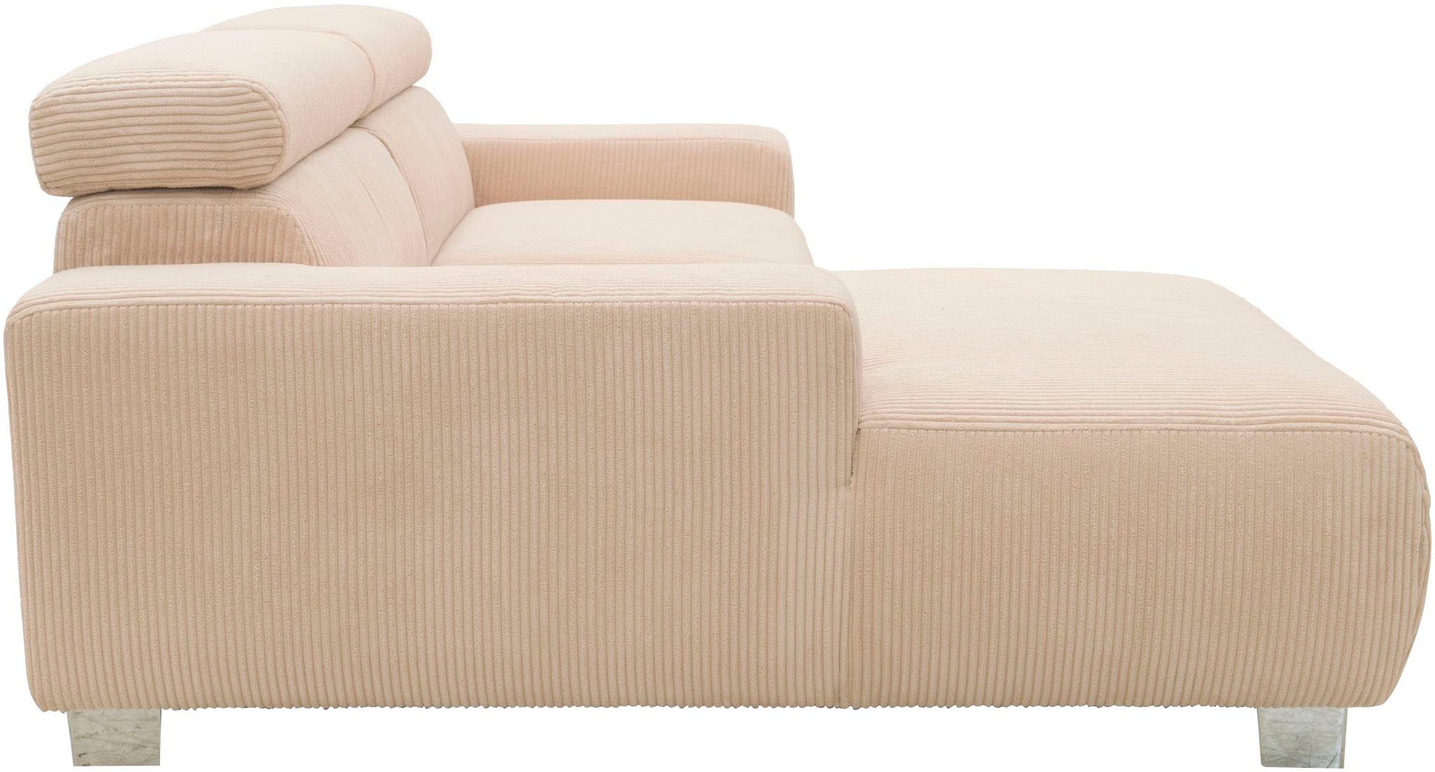 DOMO collection Ecksofa »100030 inkl. Kopfteilverstellung, guter Sitzkomfort, Cordbezug, L-Form«, mit komfortabler Wellenunterfederung, ideal für kleine Räume
