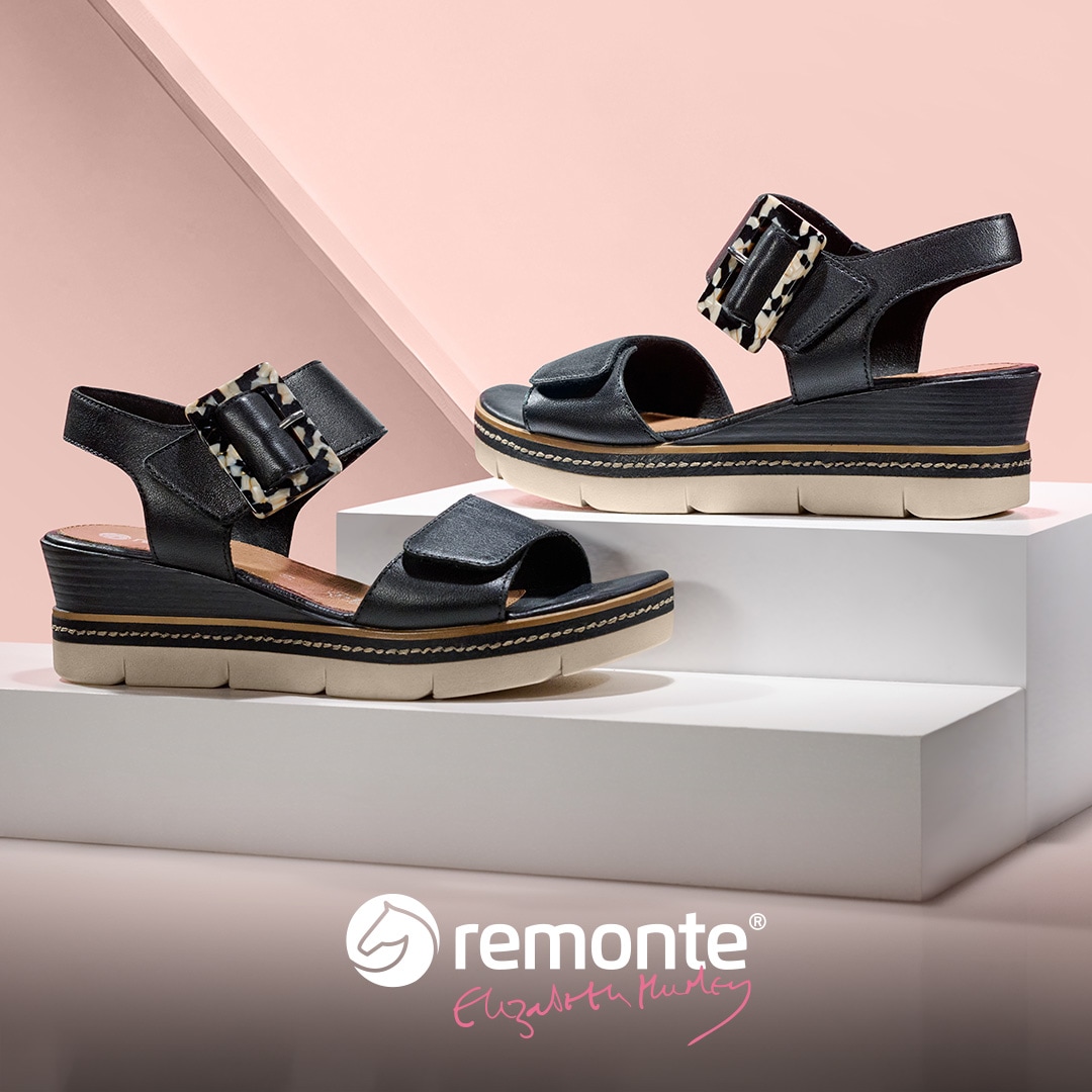 Remonte Keilsandalette »Elisabeth Hurley-Collection«, Keilabsatz, Riemensandale, Sommerschuh, auffällige Zierschnalle