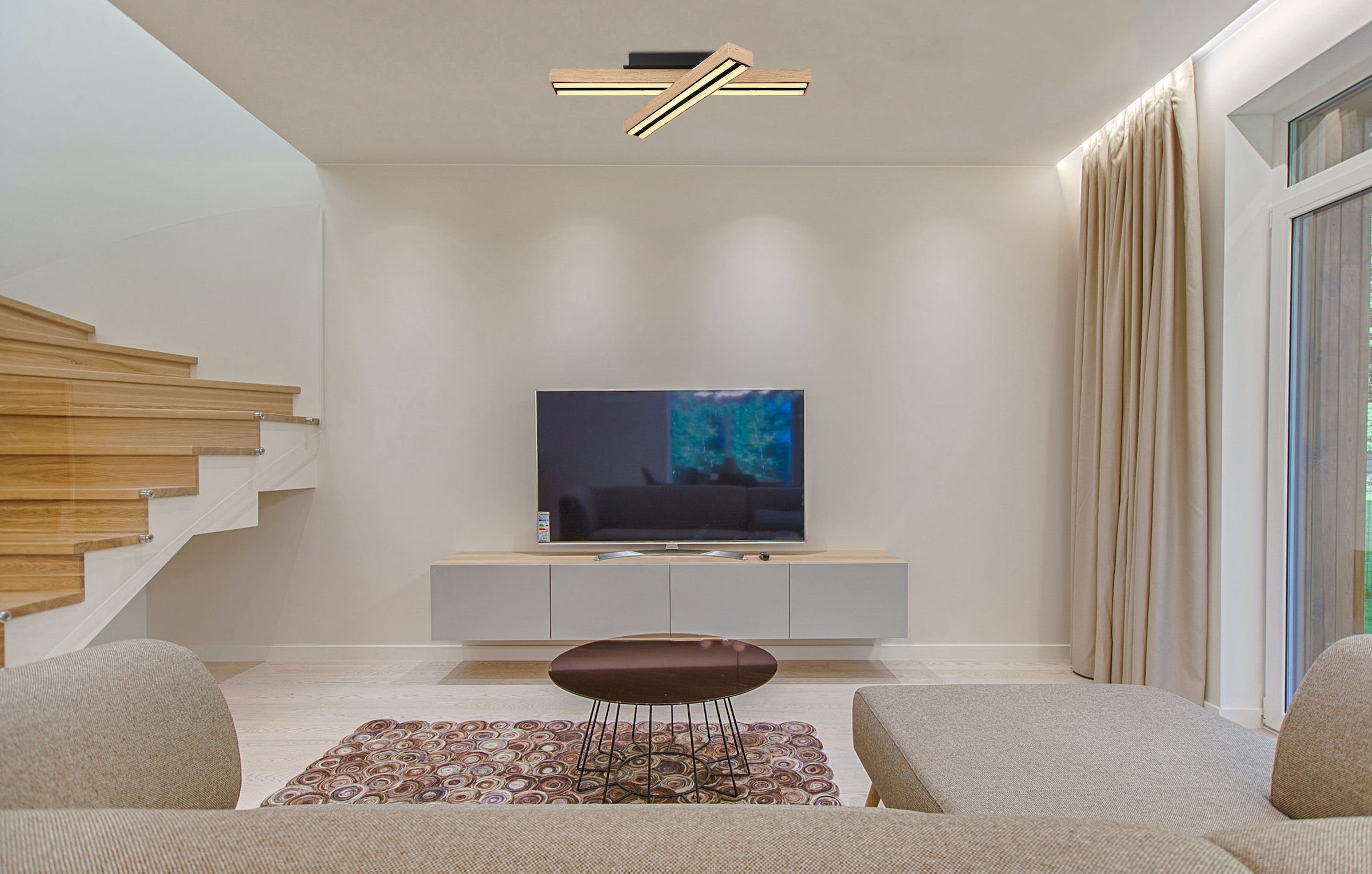 GLOBO LIGHTING LED Deckenleuchte »DORO«, Leuchtmittel LED-Modul | LED fest integriert, Deckenlampe/holzoptik/350° drehbar/3000K/Wohnzimmer/Schlafzimmer