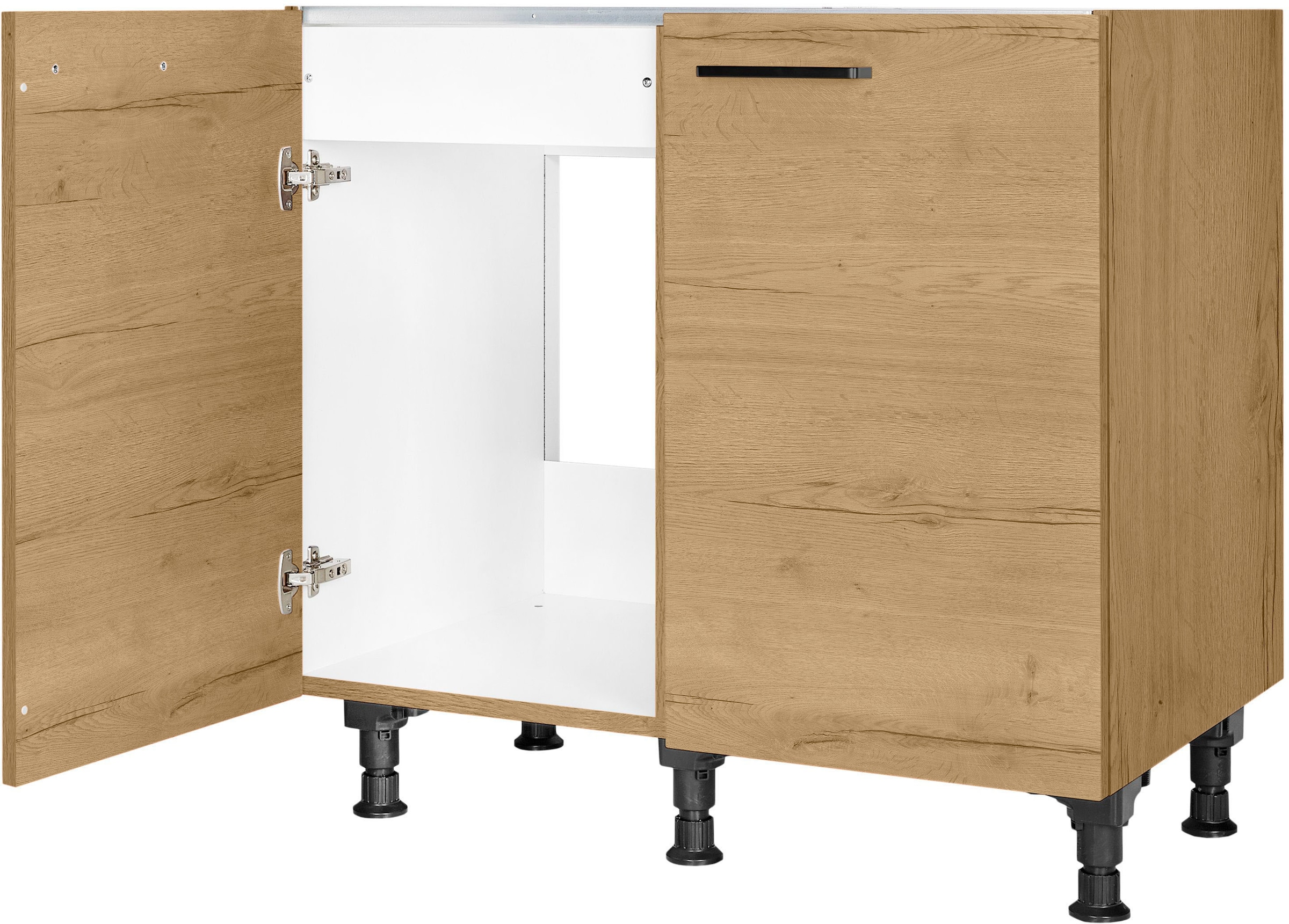 nobilia® Spülenschrank »"Structura", vormontiert, mit höhenverstellbaren Sockelfüßen,«, Breite 90 cm