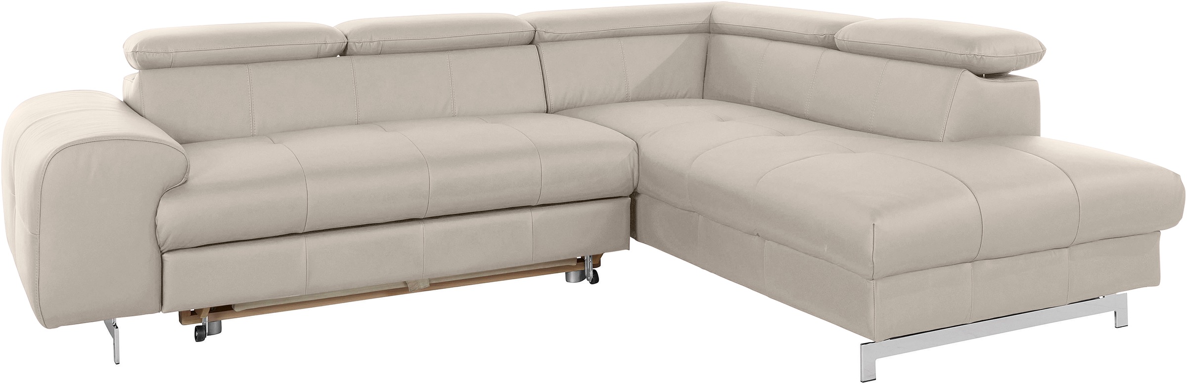 COTTA Ecksofa »Chef L-Form«, mit Kopfteilverstellung, edle Metallkufen, wahlweise mit Bettfunktion