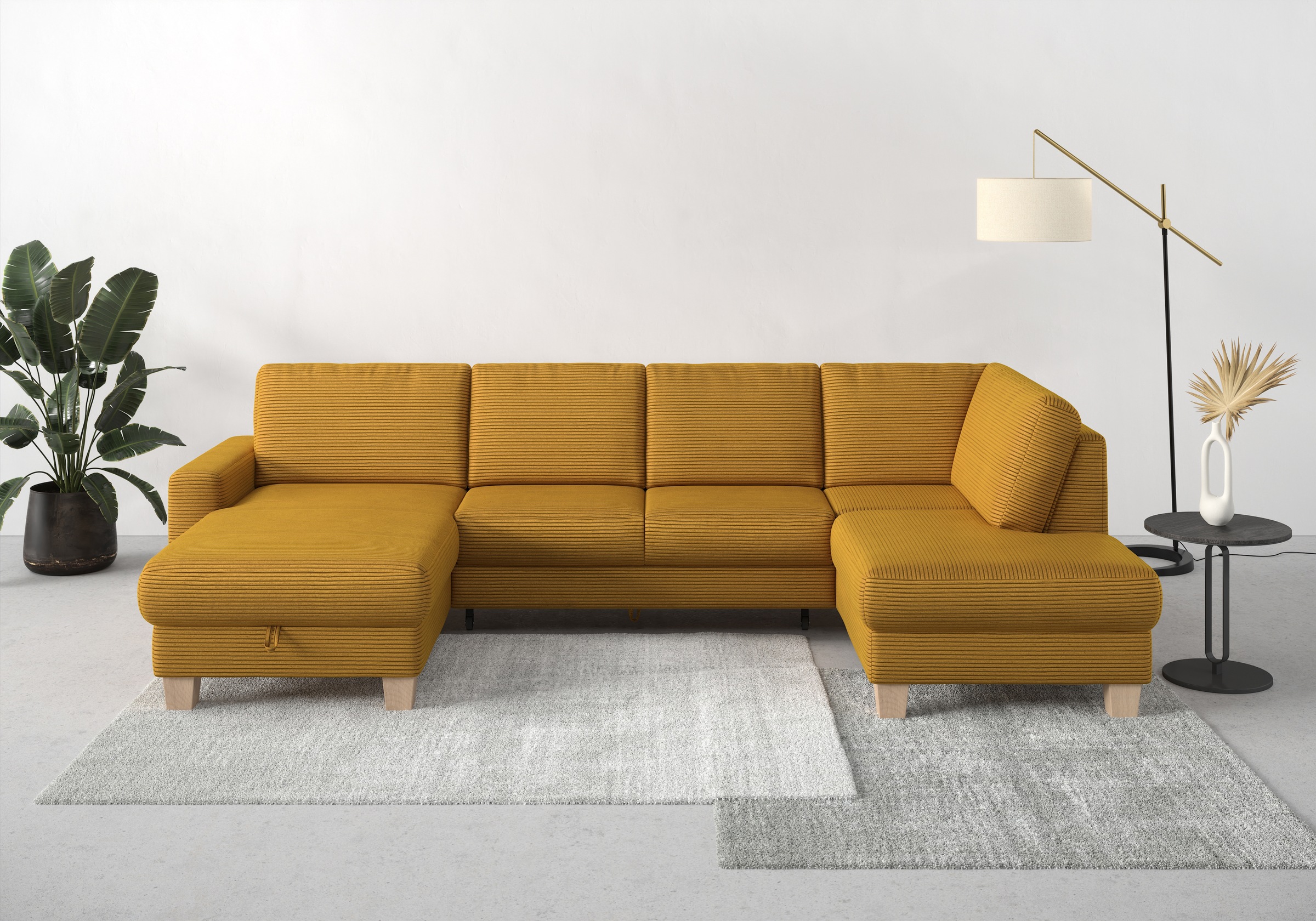 Home affaire Wohnlandschaft »Summer U-Form«, mit oder ohne Bettfunktion und Bettkasten, Cord-Bezug