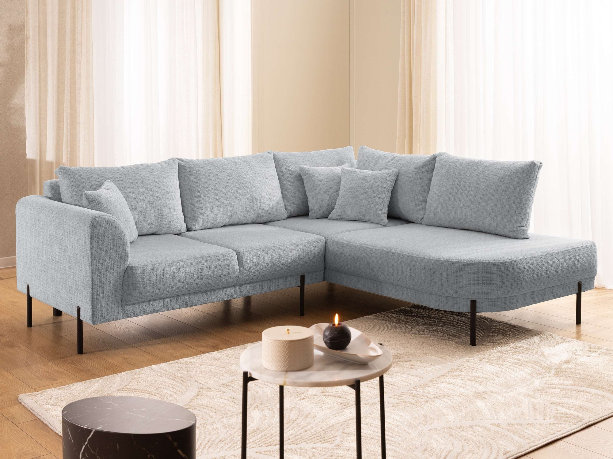 Home affaire Ecksofa "NELLIA L-Form mit Ottomane rechts oder links bestellbar, Breite 231 cm" enthält 5 Rückenkissen, angenehmen Sitzkomfort, belastbar bis 480kg