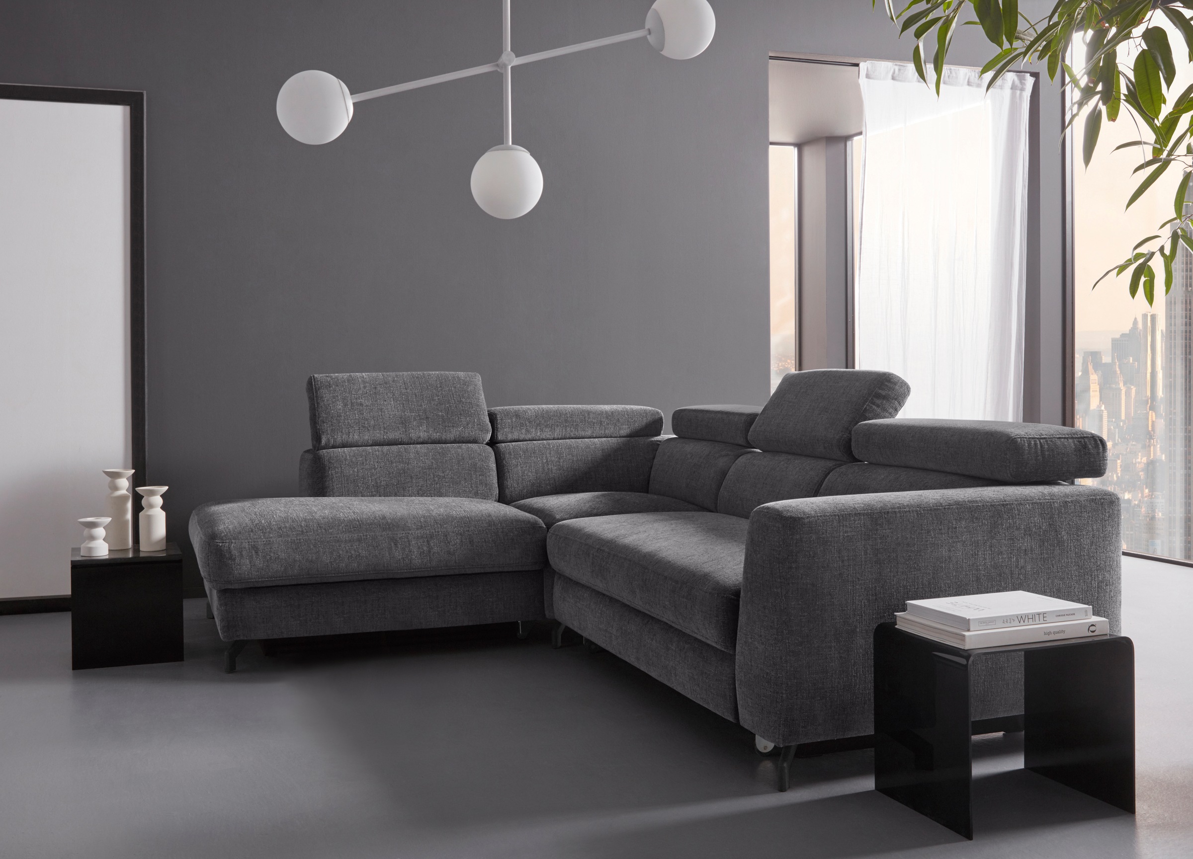 Places of Style Ecksofa »Casagrande Luxus«, incl. Kopfteilverstellung, wahlweise mit Bettfunktion und Bettkasten