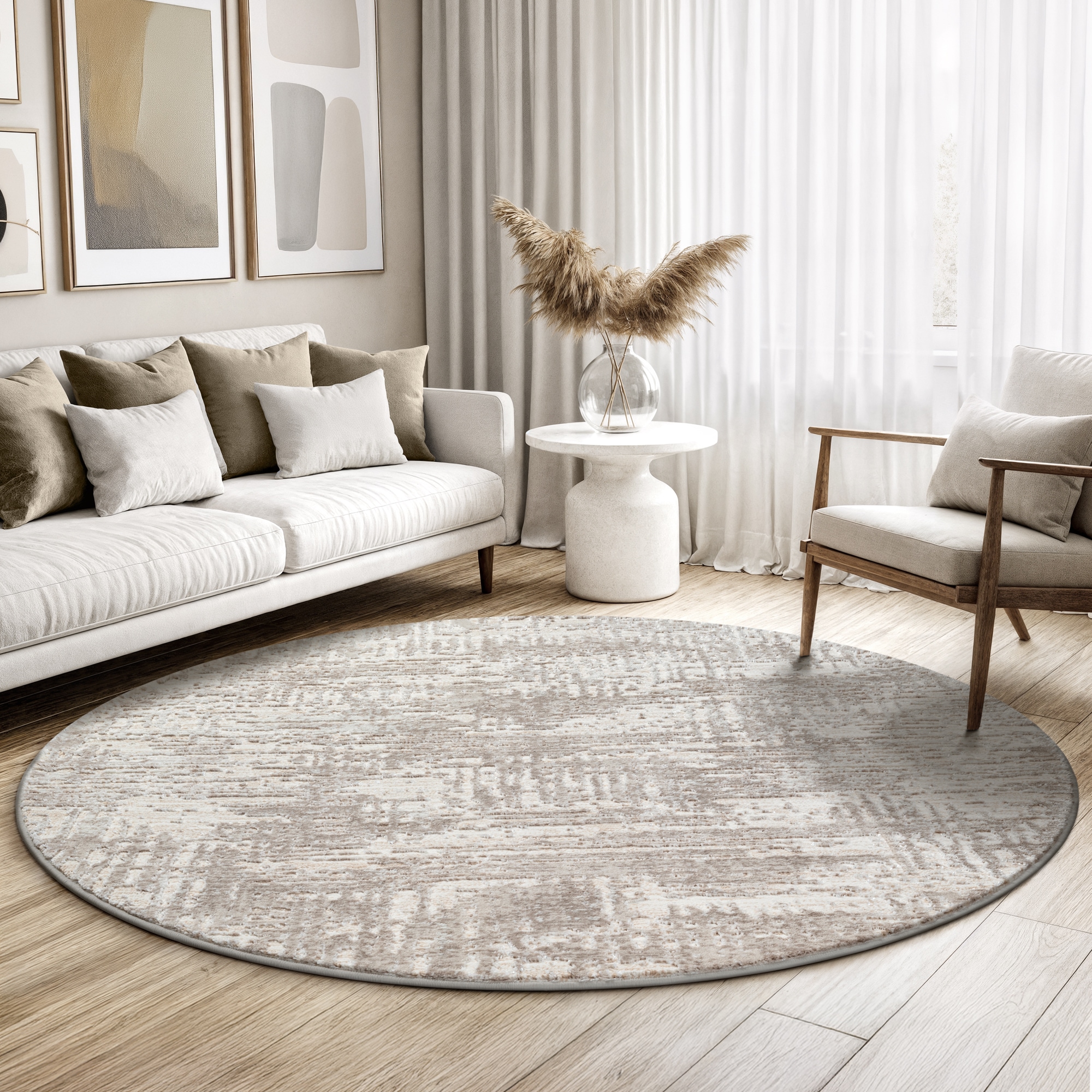 Sanat Teppich "Harmony 3215, auch als Läufer und rund" rund 12 mm Höhe Wohnzimmer, Kurzflor, modern, abtrakt, Schlafzimmer