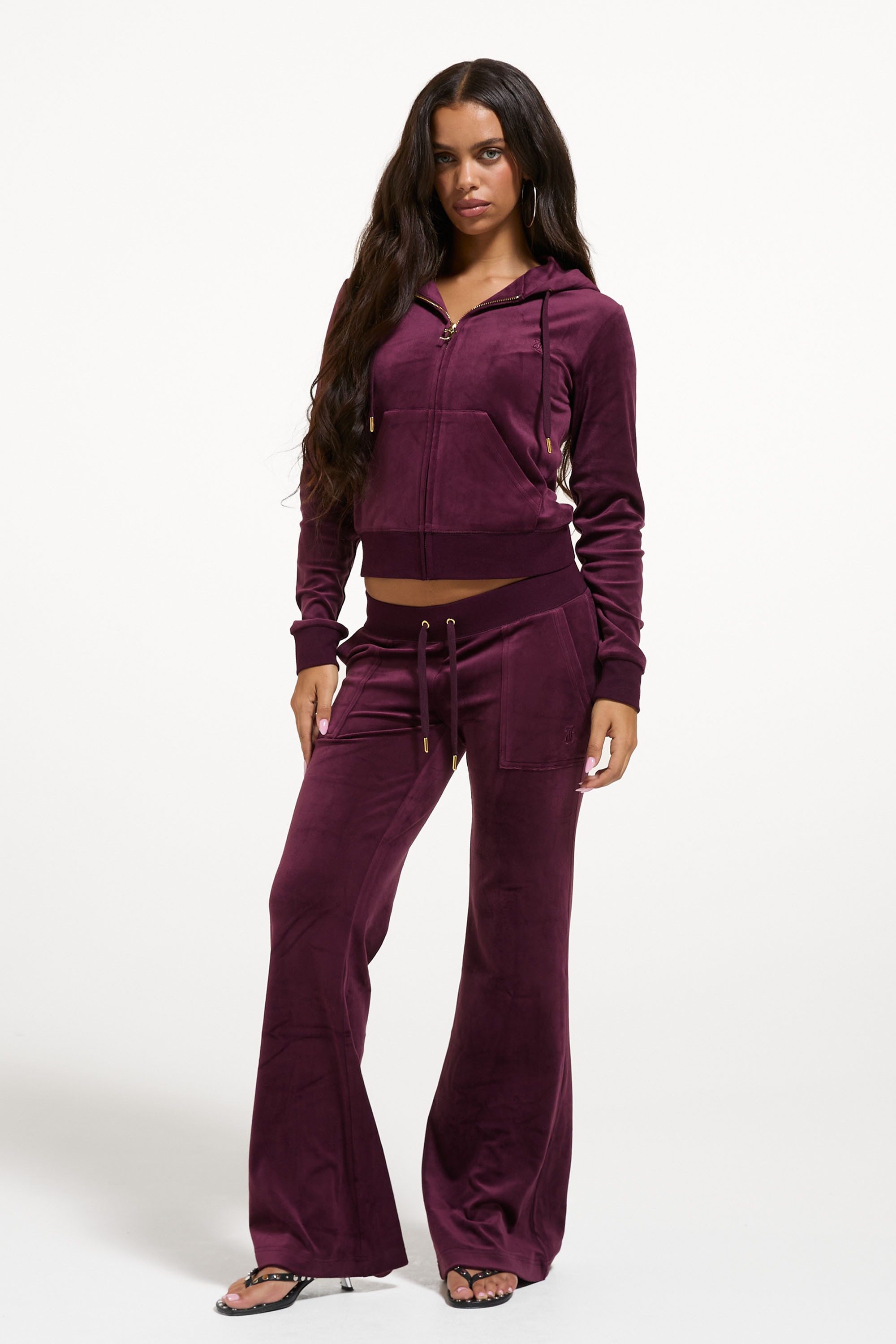 Juicy Couture »LAYLA LOW RISE POCKET GOLD HARDWARE Damen«  Trainingshose Damen, Sweathose, Velour, Jogginghose mit Glitzer, Sale