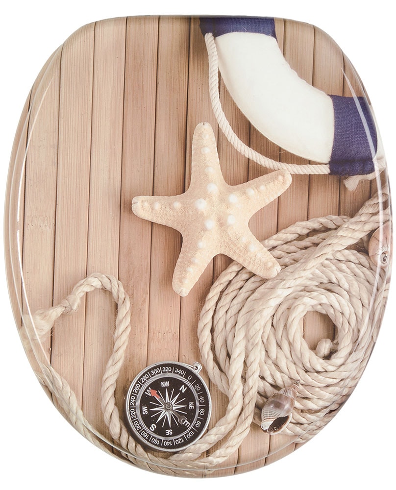 Sanilo Badaccessoire-Set »Maritime« bestehend aus WC-Sitz, Badteppich, Stöpsel, Seifenspender, WC-Bürste