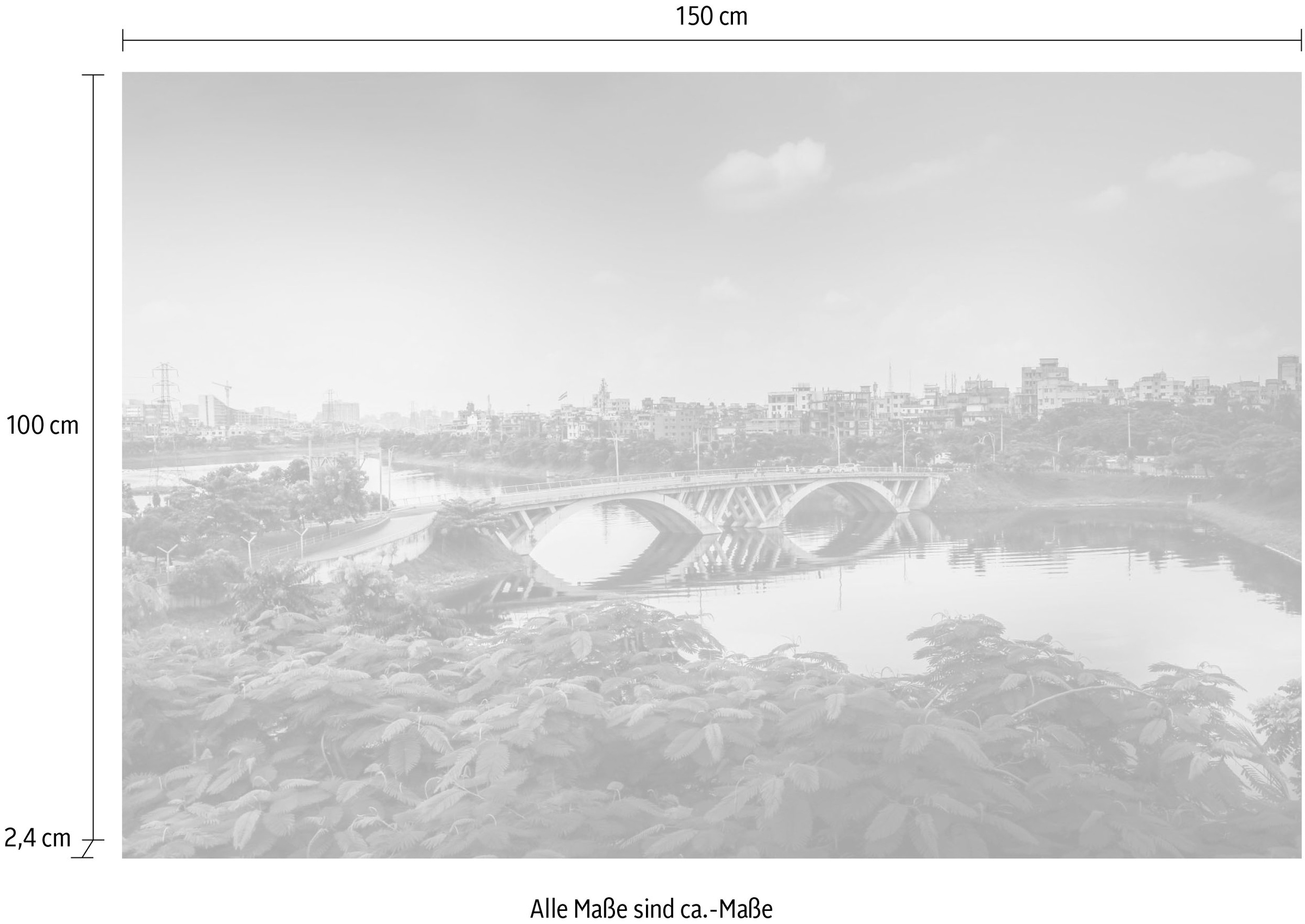queence Acrylglasbild »Brücke«, Brücken-Pflanzen-Himmel, Fine Art-Print in Galeriequalität