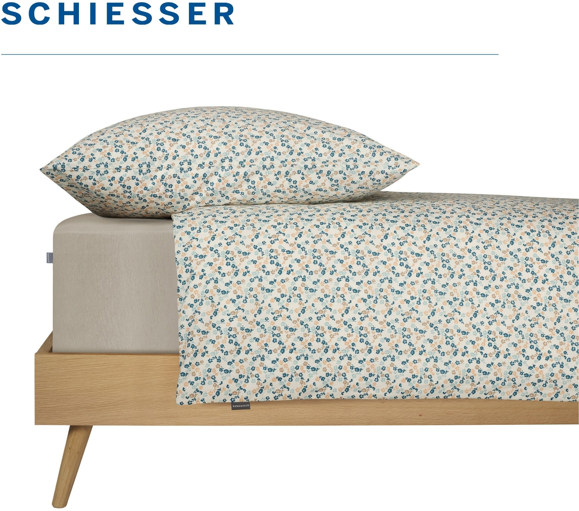 Schiesser Bettwäsche »Ditsy aus weicher Baumwolle mit dezentem Millefleur-Muster« 2 Stk. OEKO-TEX® MADE IN GREEN-zertifiziert