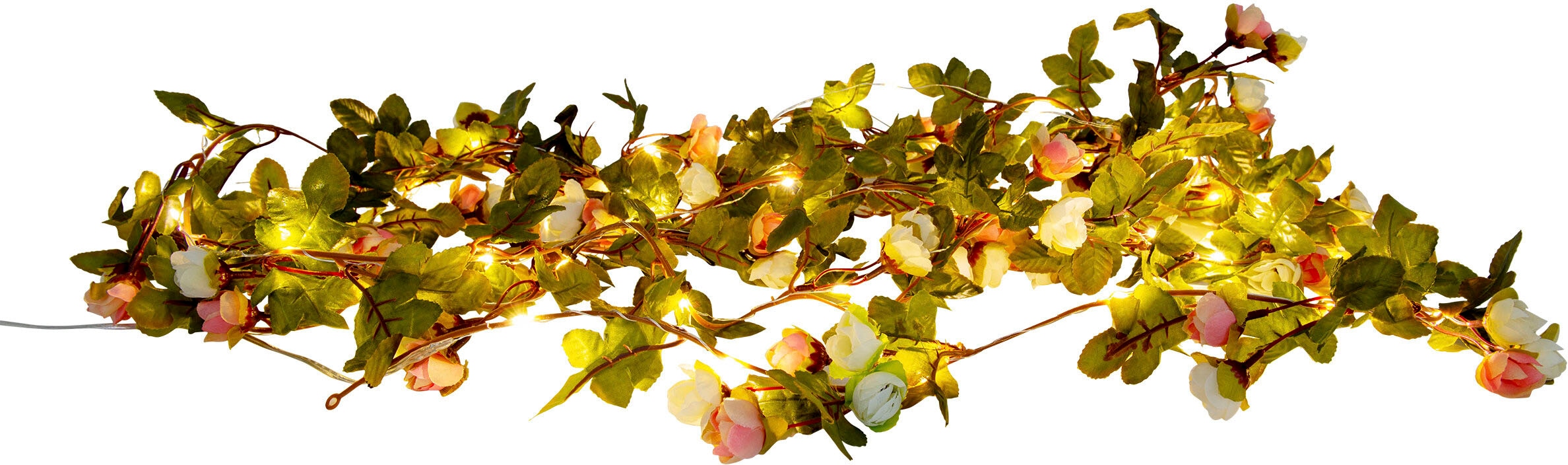 »Röschen«, Zuleitung näve LED, bestellen warmweiße 420cm, BAUR rosa LED-Lichterkette und Länge Rosenblüten, | 5m weiße