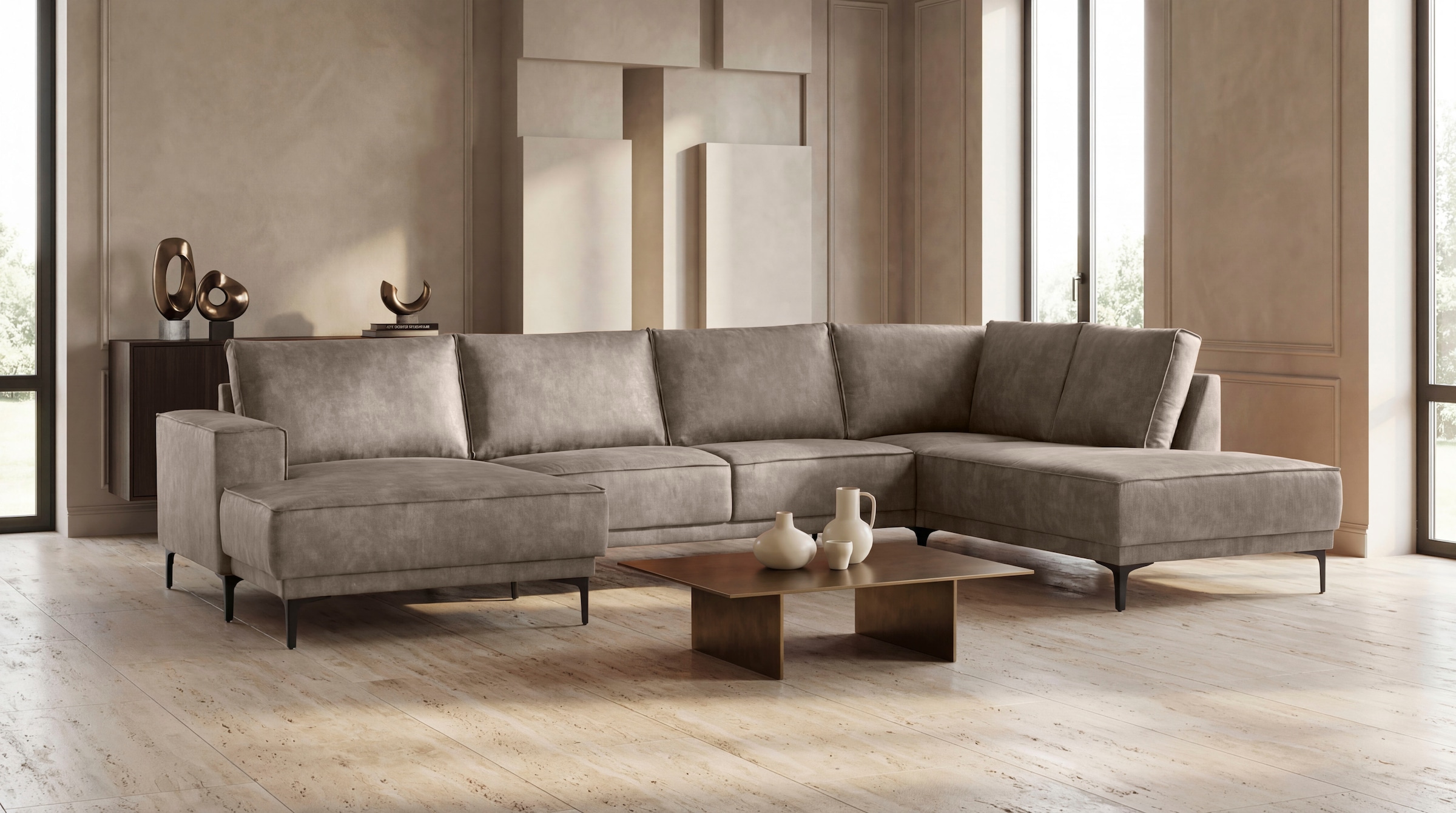 OTTO home Wohnlandschaft "XXL Sofa Oland, Struktur, Flachgewebe, Luxus-Micr günstig online kaufen