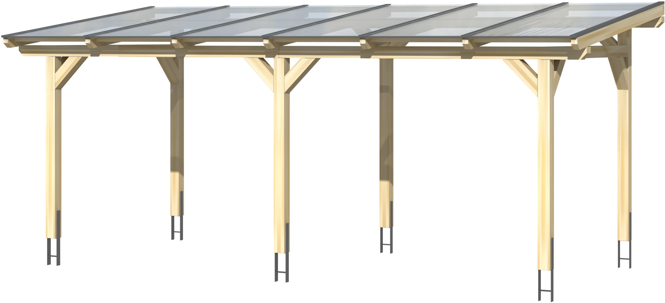 Terrassendach SKANHOLZ, B:648cm T:400cmnatur, Polycarbonat (PC), Terrassenüberdachungen, "Siena", Leimholz