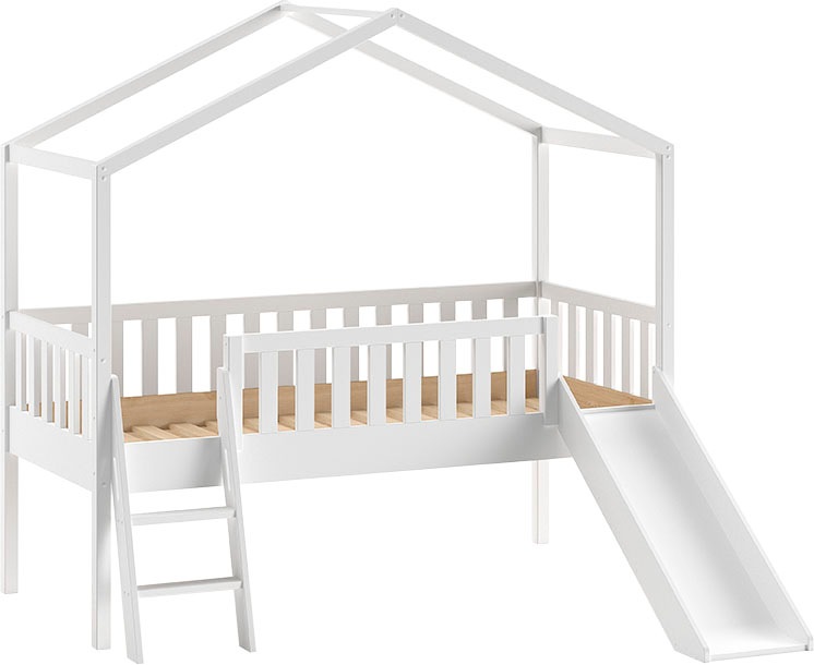 Thumbnail - Vipack Hausbett "Kiefer massiv weiß lackiert, Made in Europe, stabil gebaut" B/H/T ca. 213x201,8cm, wahlweise mit und oh...