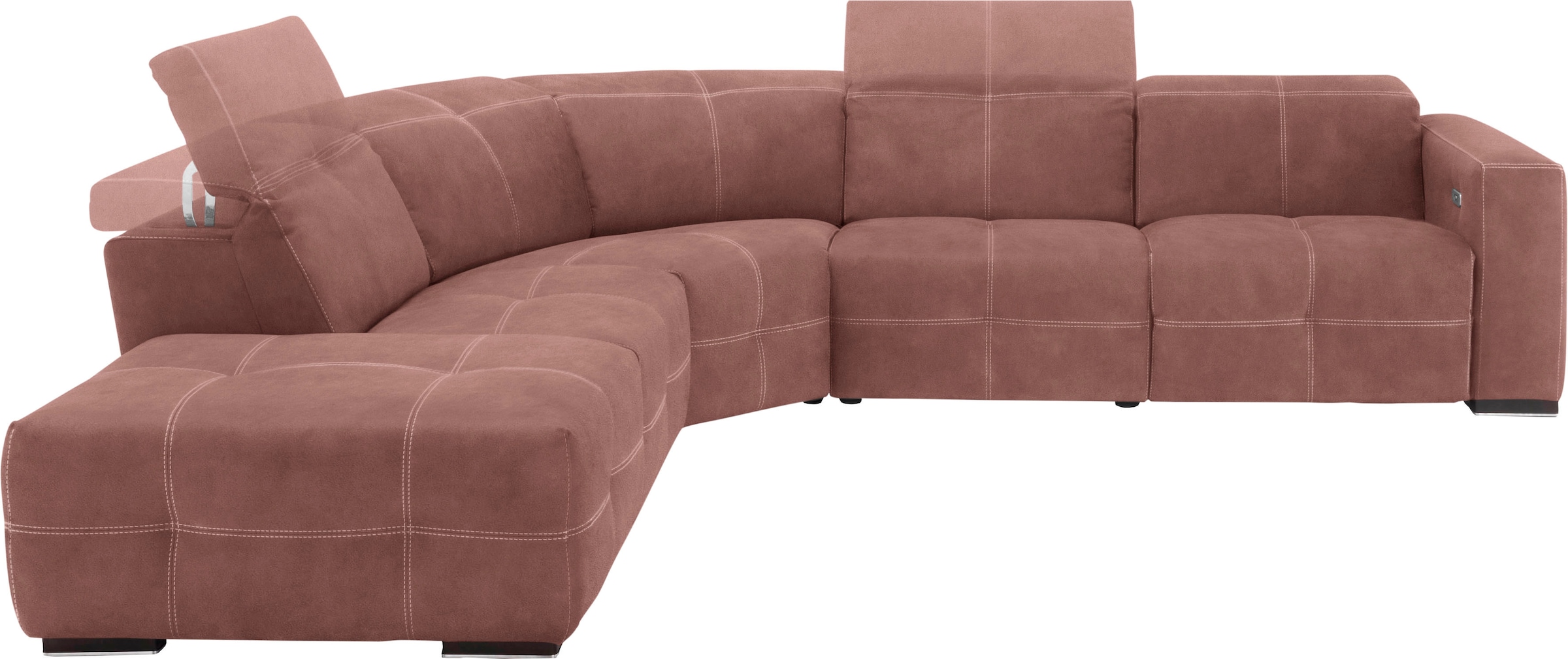 Egoitaliano Ecksofa "Sauvanne, Designsofa der Extraklasse, elegant und bequem, L-Form" wahlweise mit elektrischer Relaxfunktion, Kopfteilverstellung