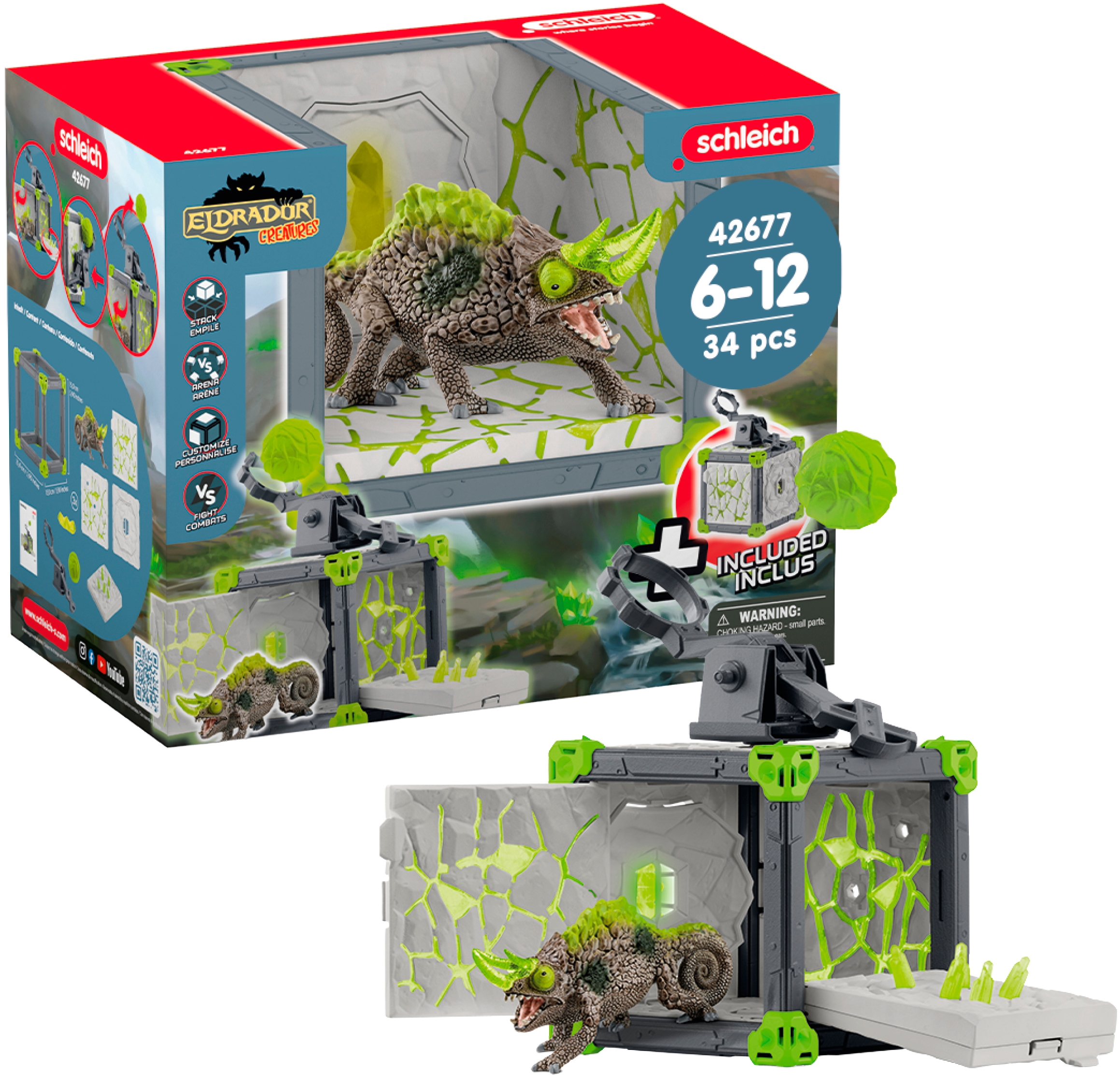 Schleich® Spielfigur »ELDRADOR® CREATURES, BattleCave Steinchamäleons (42677)«