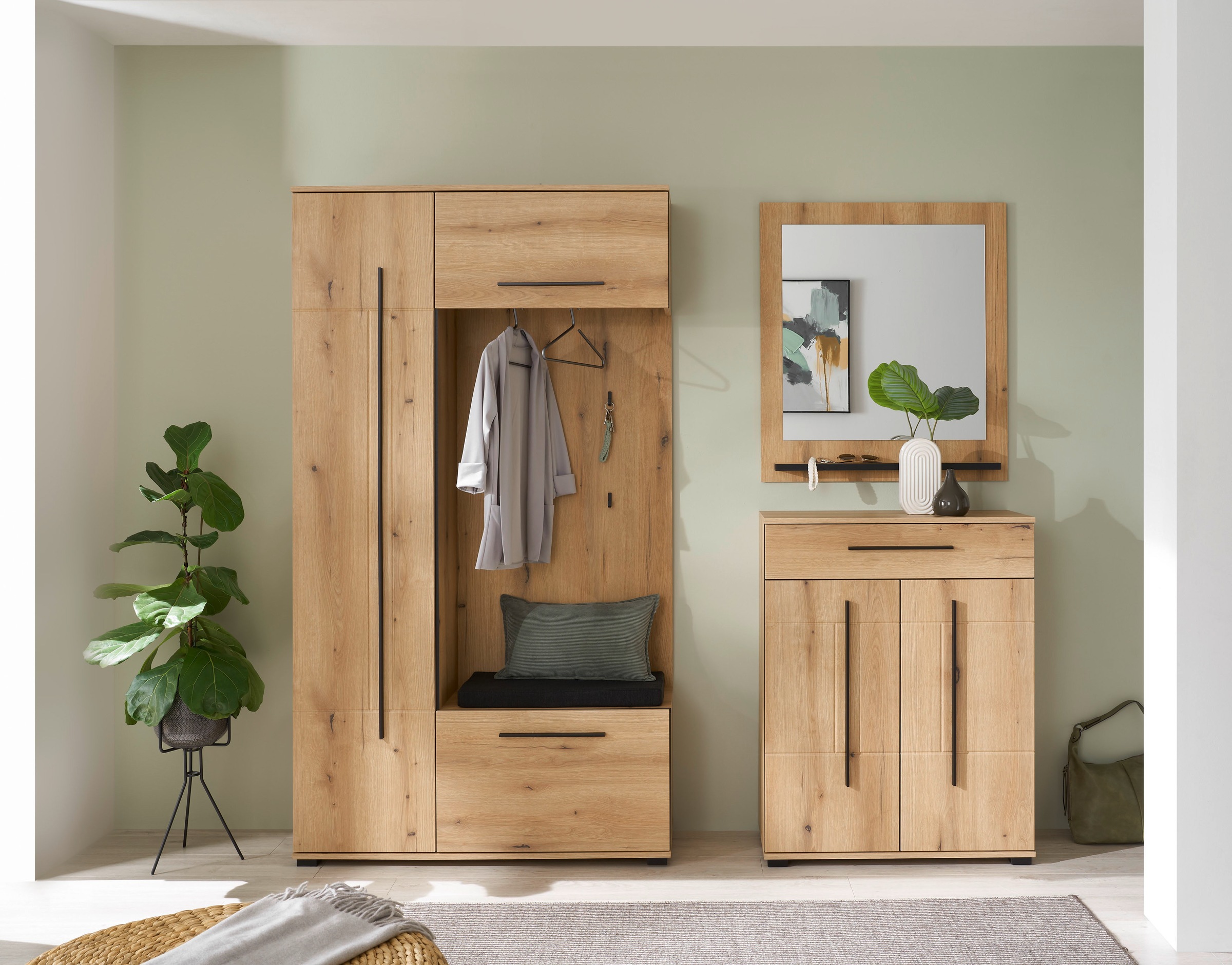 Home affaire Garderobenspiegel »Cantara, Spiegel in zwei Farben, modernes, zeitloses Design« universell einsetzbar, mit Ablagefläche, eckig, 79 cm breit