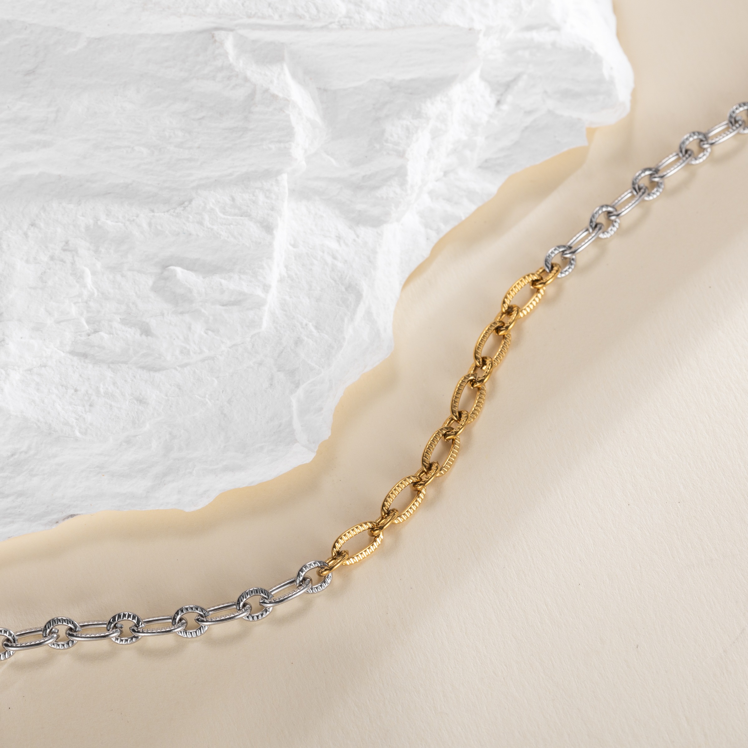 FIRETTI Anchor Chain Bracelet Two-Tone 21cm 2