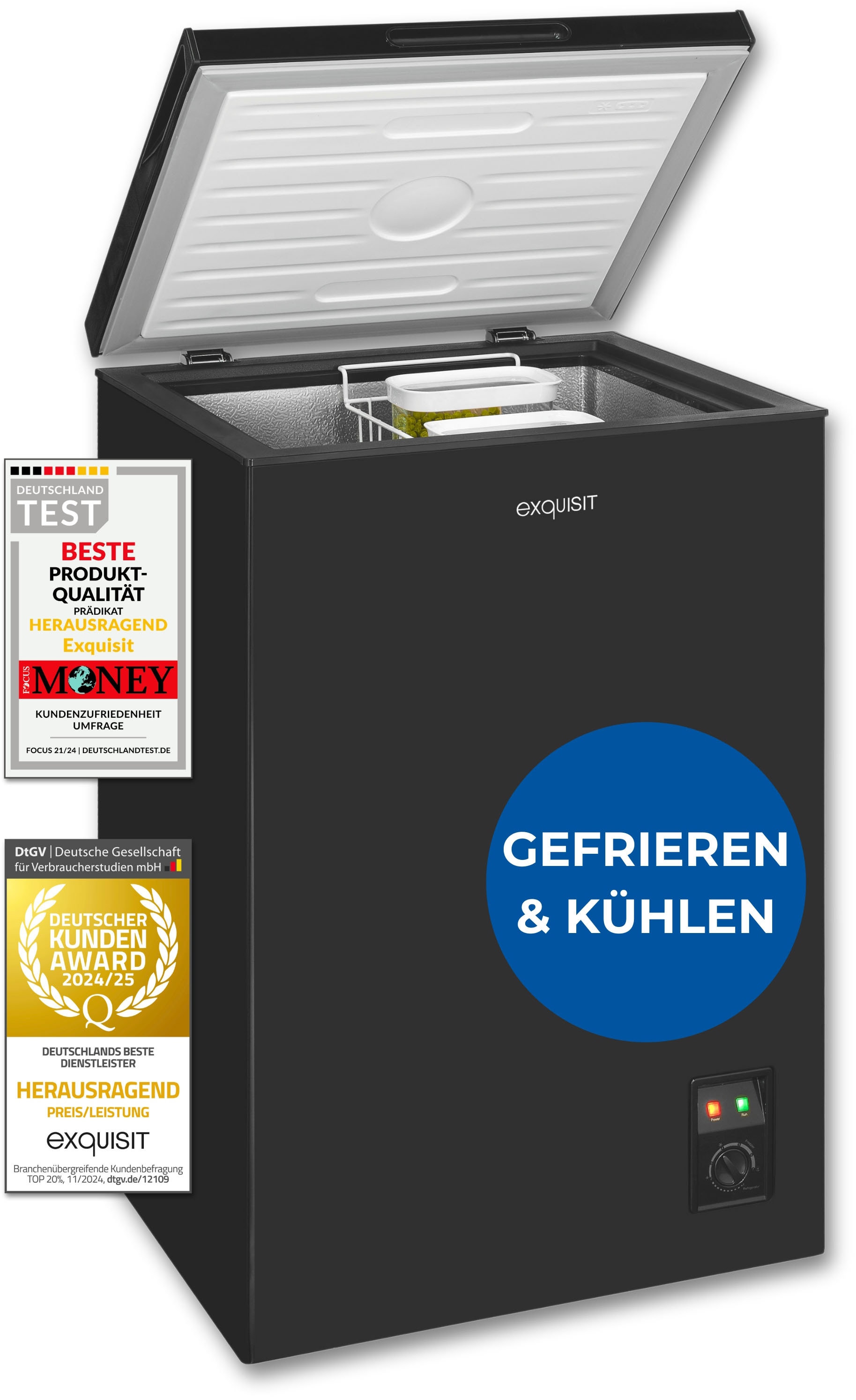 exquisit Gefriertruhe »GT100-050E schwarz«, 83,5 cm hoch, 54,5 cm breit
