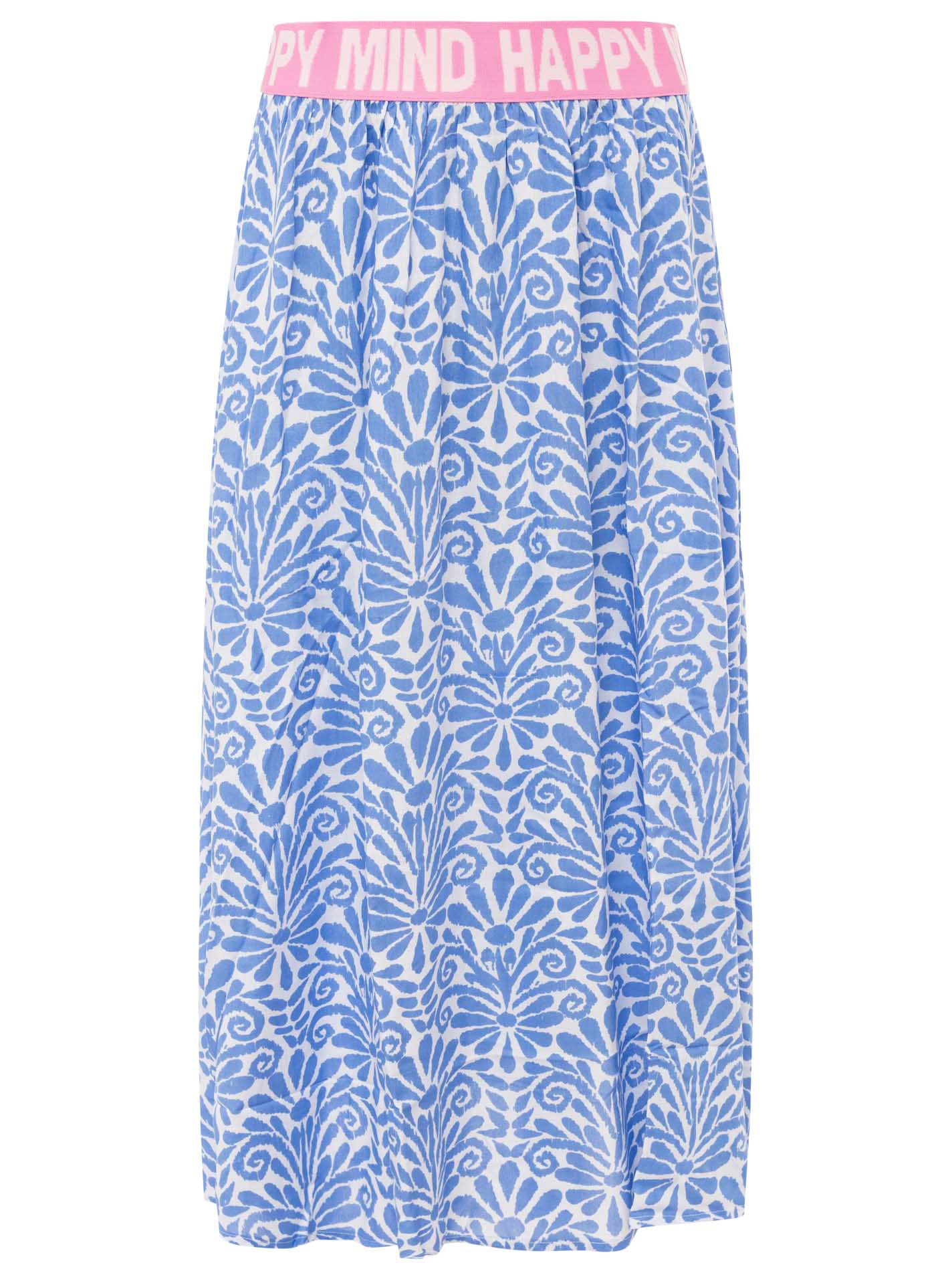 Thumbnail - Zwillingsherz Maxirock ""Geometric Flowers"" Florales Muster, Gummizug mit Schrift, leichtes Material, knöchellang