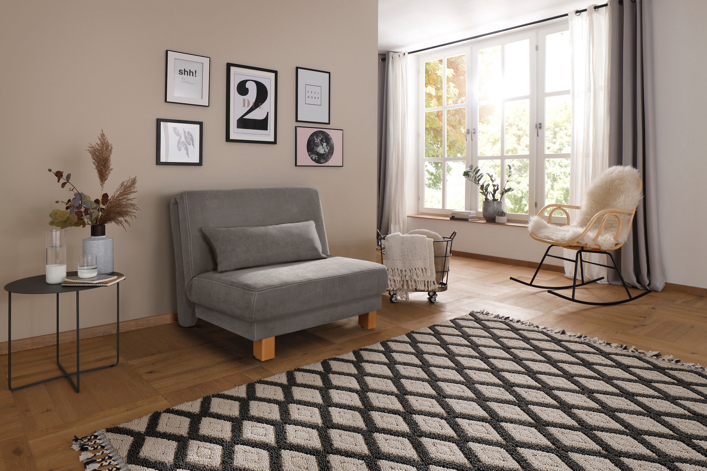 Home affaire Schlafsofa »Gina«, vom Sofa zum Bett mit einem Handgriff, in 4 Breiten, Nierenkissen