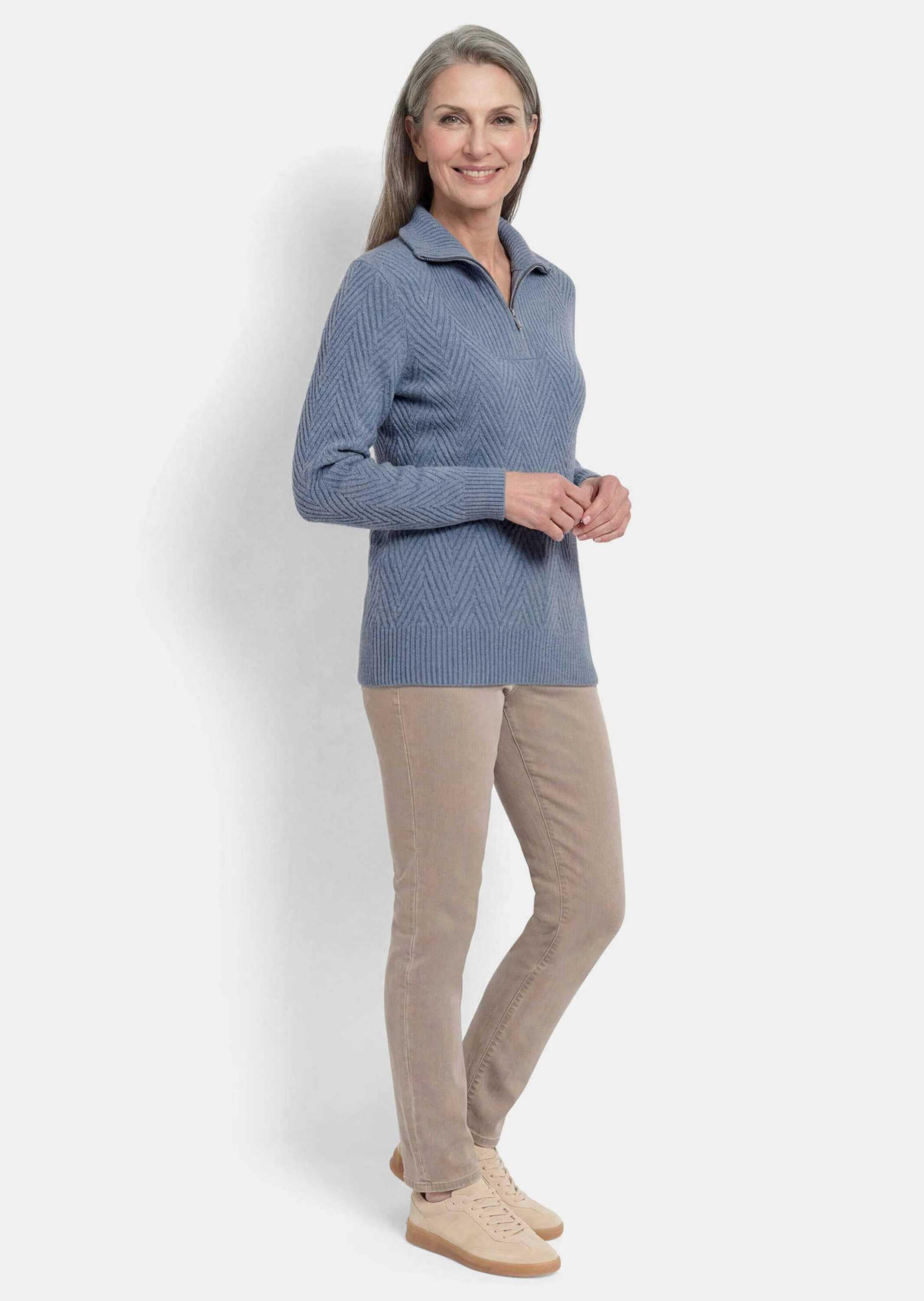 GOLDNER Strickpullover »Troyer-Pullover mit Reißverschluss« modischer Strukturstrick