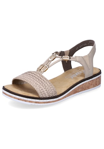 Sandale, Sommerschuh, Sandalette, Keilabsatz, in geflochtenem Look