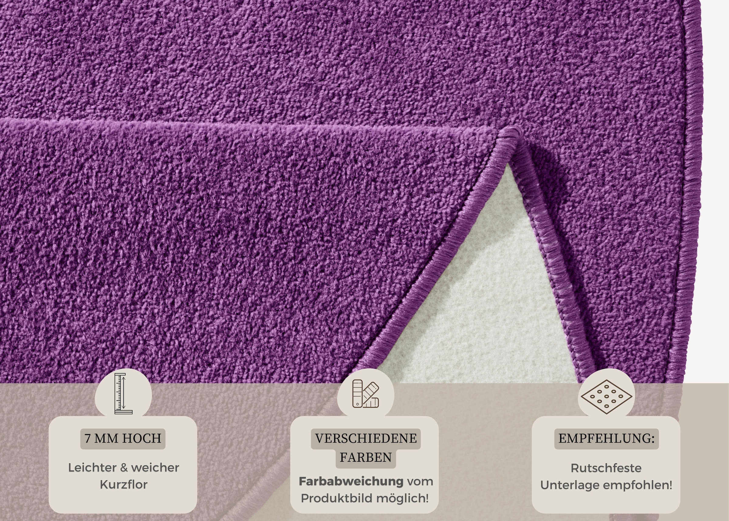 HANSE Home Teppich »Fancy«, rund, 7 mm Höhe, Kurzflor, Weich, Einfarbig, Wohnzimmer, Schlafzimmer, Esszimmer