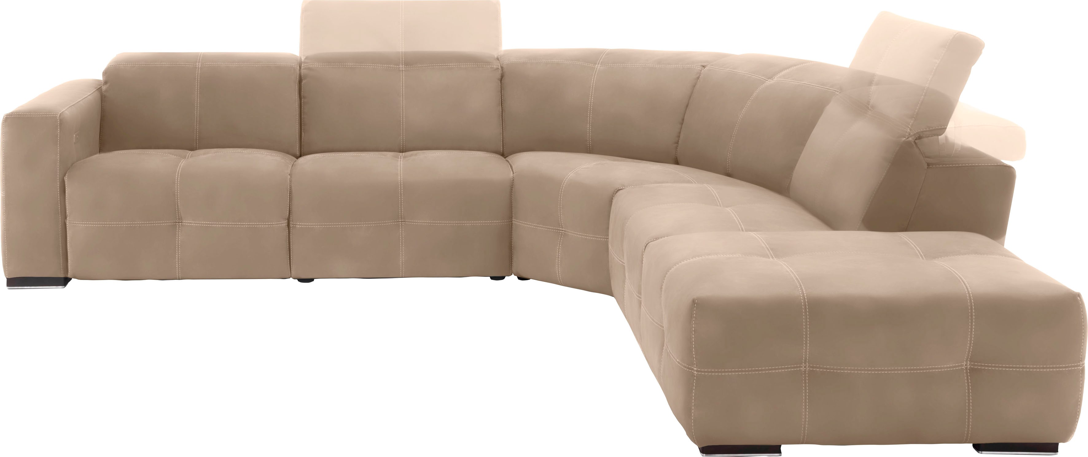 Egoitaliano Ecksofa "Sauvanne, Designsofa der Extraklasse, elegant und bequem, L-Form" wahlweise mit elektrischer Relaxfunktion, Kopfteilverstellung
