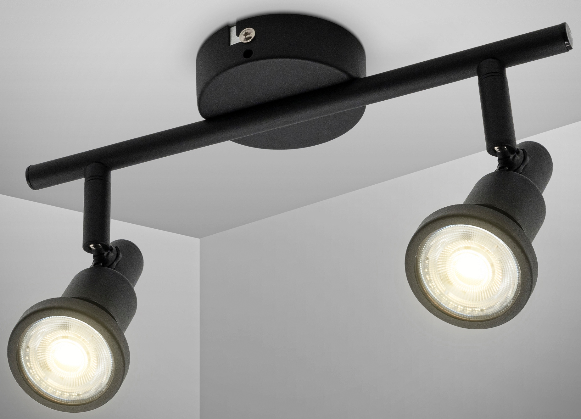 B.K.Licht LED Bad-Deckenspots, Schutzart IP44, inkl. LED Leuchtmittel 2 x GU10 4,8Watt, 400lm, 3.000K, Strahler dreh- und schwenkbar
