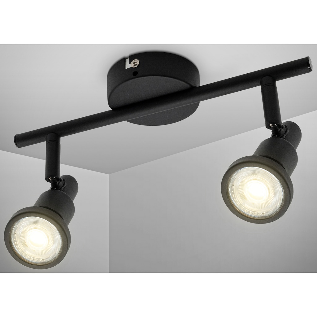 B.K.Licht LED Bad-Deckenspots, Schutzart IP44, inkl. LED Leuchtmittel 2 x GU10 4,8Watt, 400lm, 3.000K, Strahler dreh- und schwenkbar