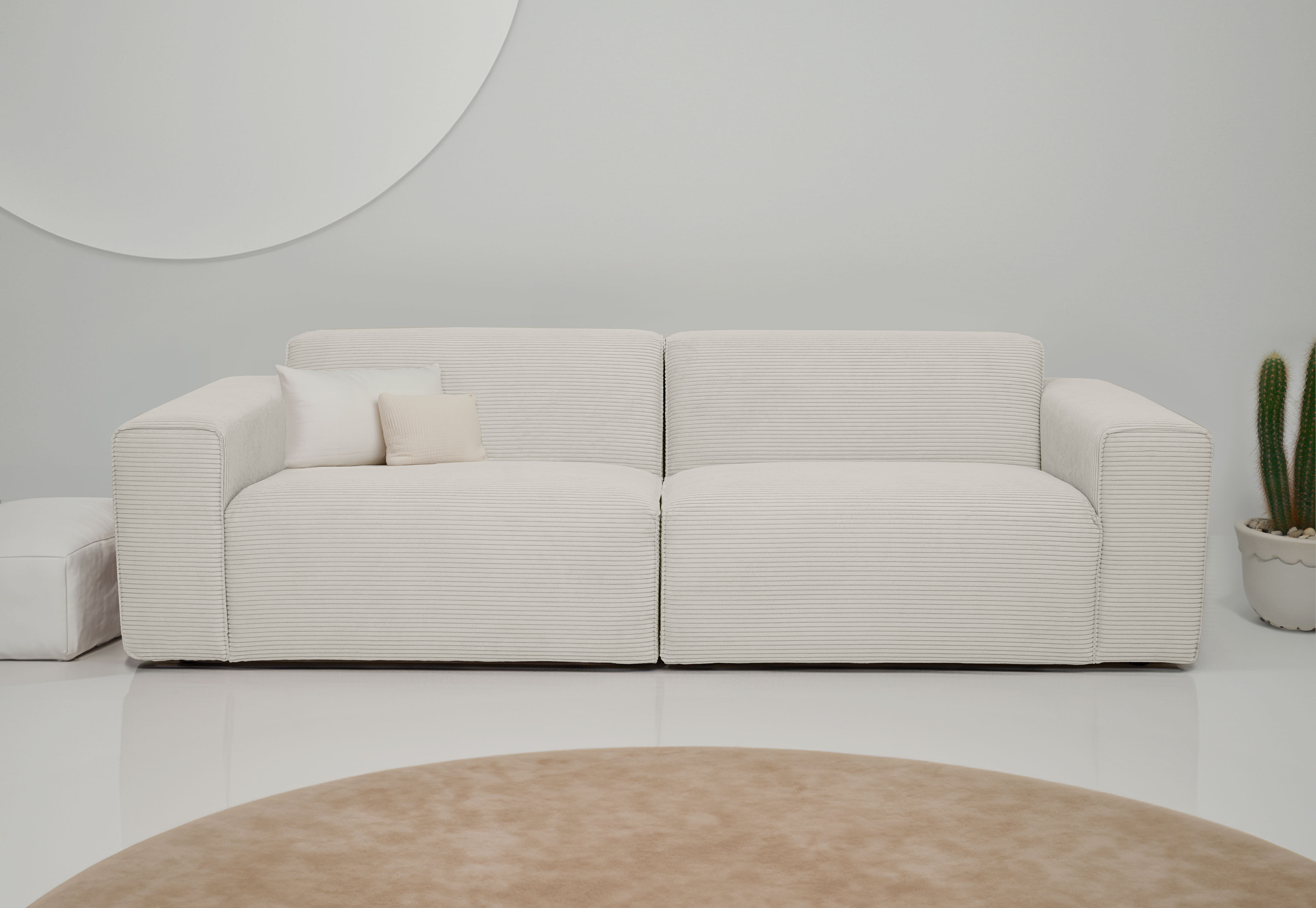 OTTO home 3-Sitzer "Koa, 228 cm, Modulsofa in Cord, Chenille, Struktur, Webstoff" Designsofa, weicher Lounge-Sitzkomfort, Welleunterfederung, bodentief