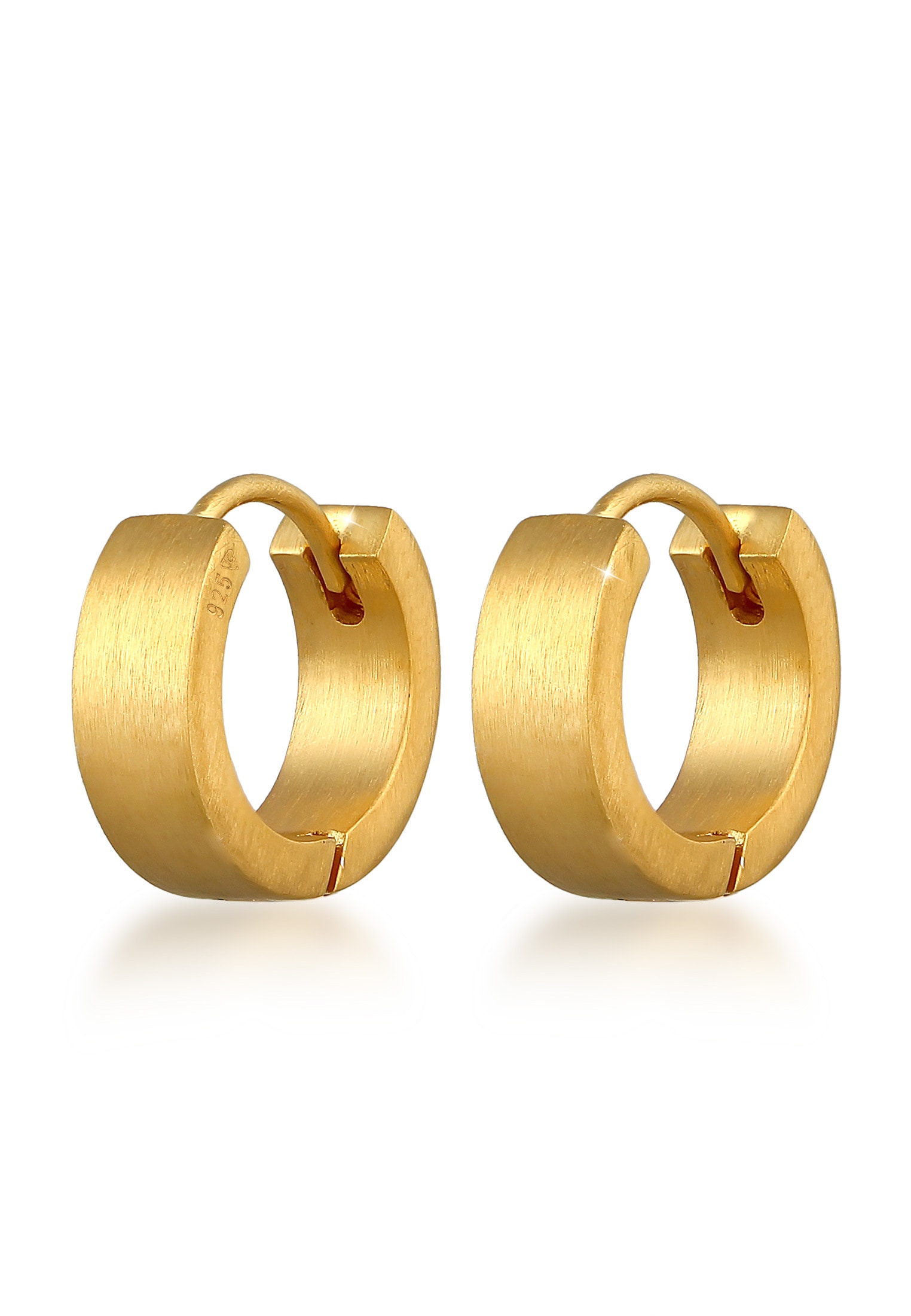 "Paar Creolen KUZZOI ""Ohrringe Herren Creolen Matt Dezent 925 Silber"" Gr. 13, gold, Ohrringe, Herren, 13, ohne Stein, Silber 925 (Sterlingsilber)"