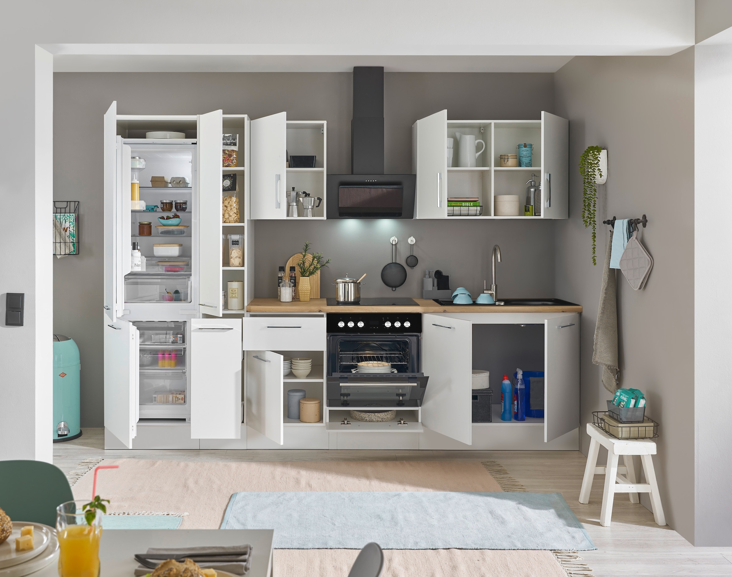 BASIC by Balculina Küchenzeile »Turin«, Breite 300 cm, wahlweise mit E-Geräten