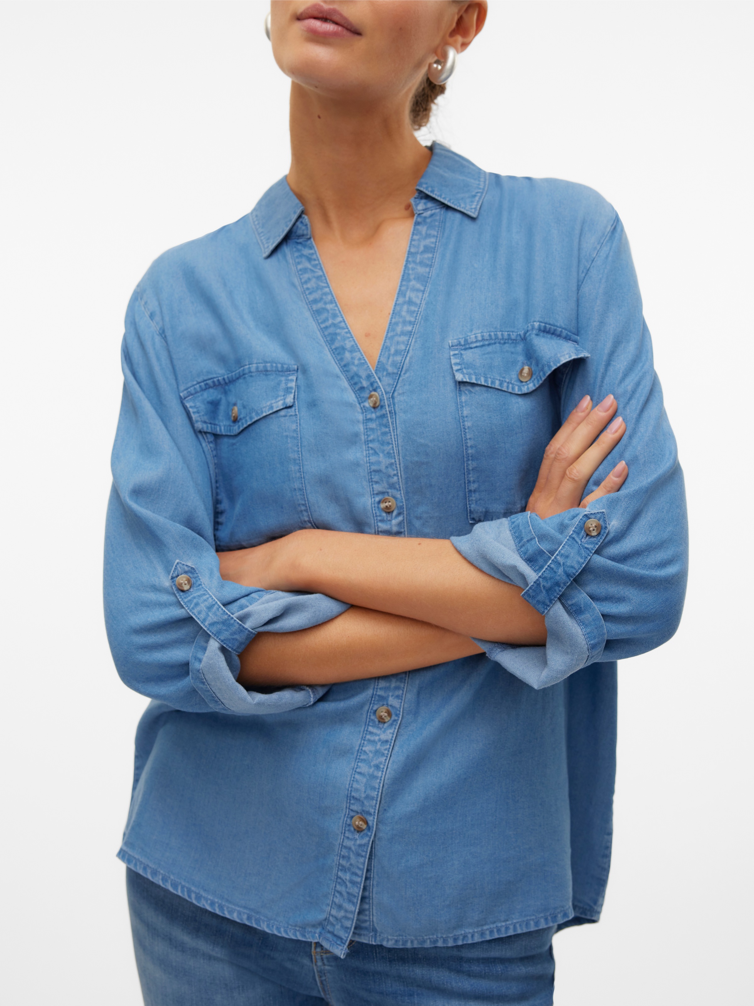 Vero Moda Hemdbluse "VMBREE 7/8 SLEEVE LOOSE TENCEL SHIRT GA", im Denim-Loo günstig online kaufen