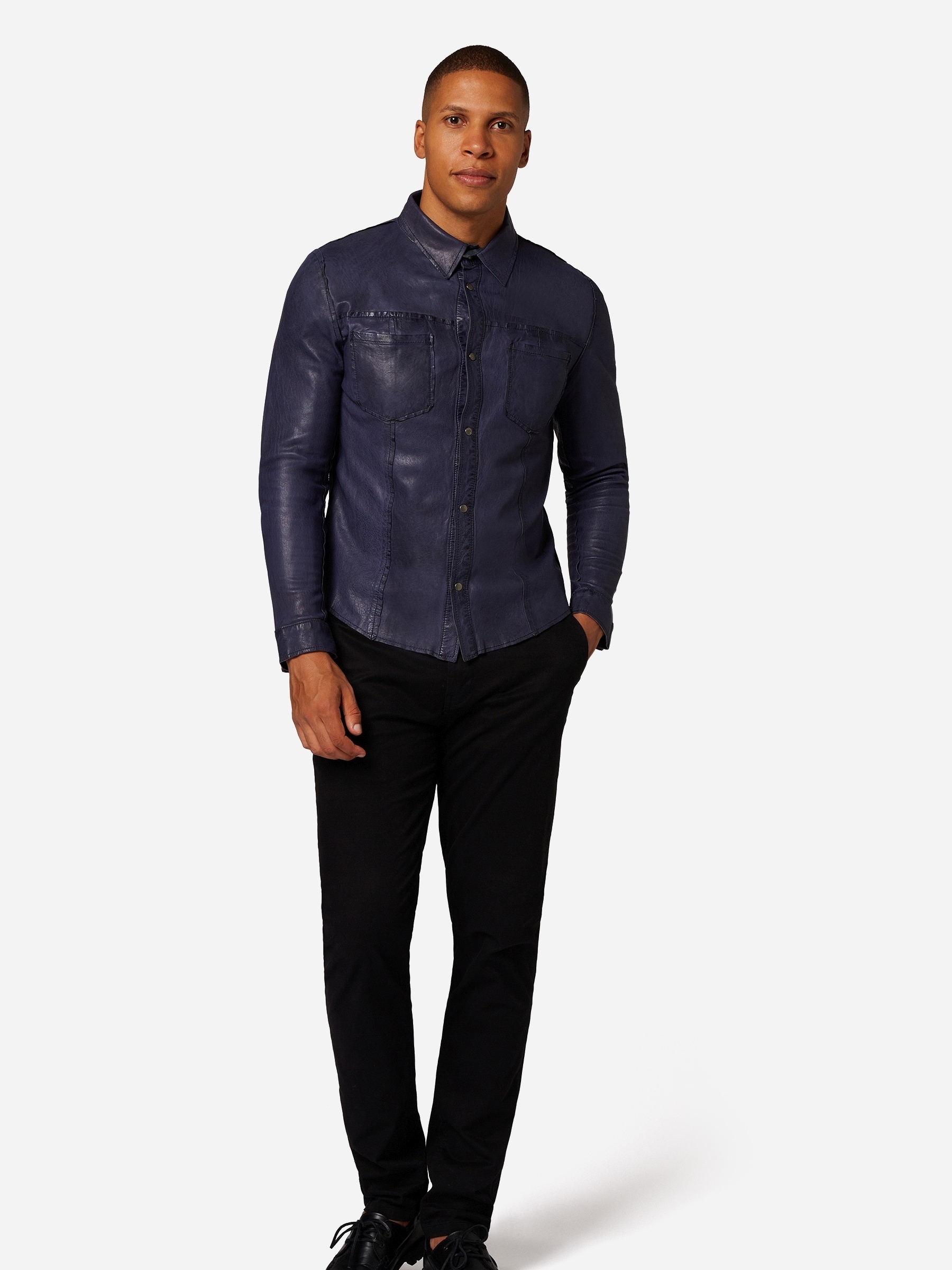 RICANO Langarmhemd »Lederjacke Reverse Shirt« Handgefertigt aus echtem Leder