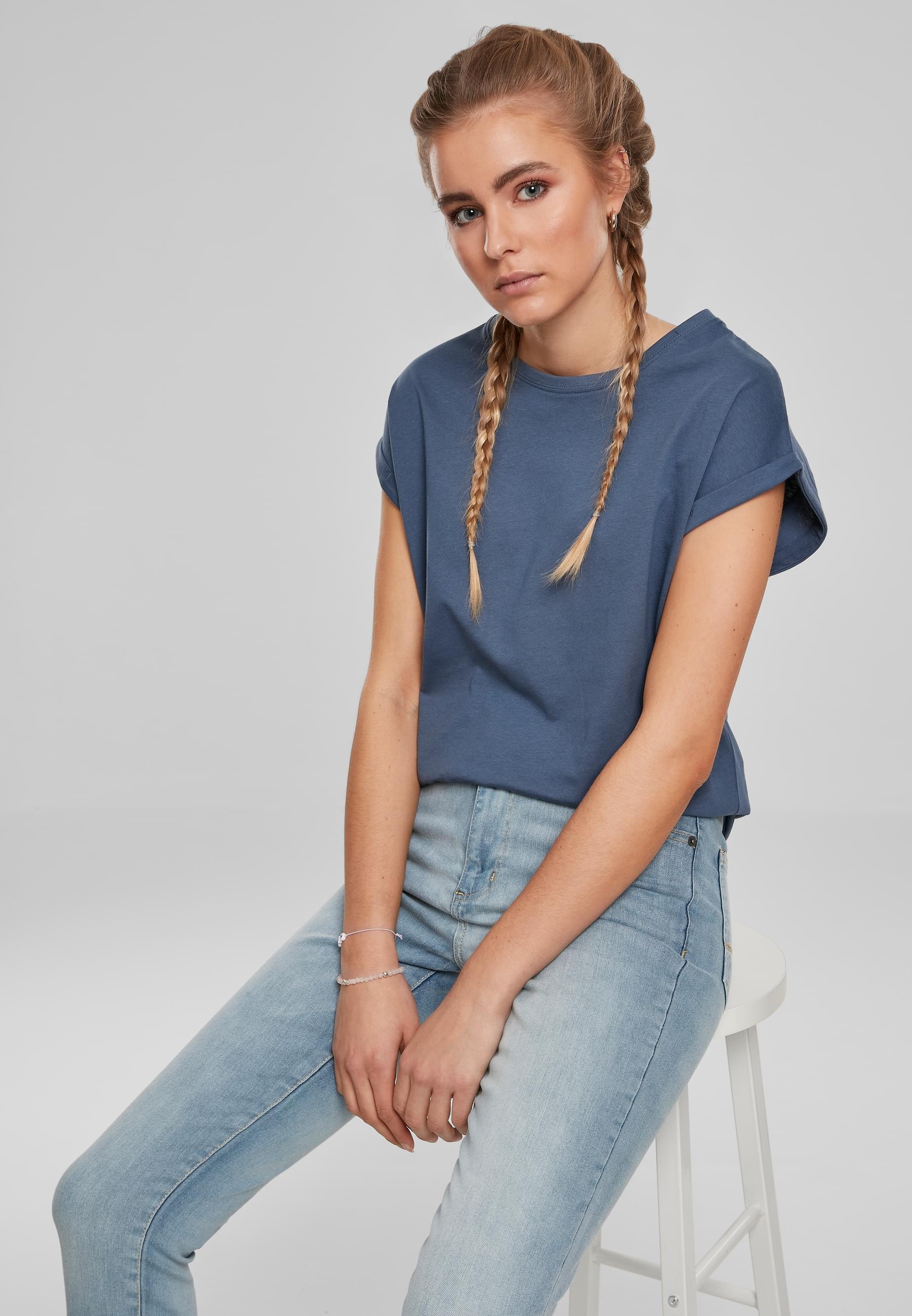 URBAN CLASSICS Kurzarmshirt »Urban Classics Damen Ladies Extended Shoulder Tee«, (1 tlg.)