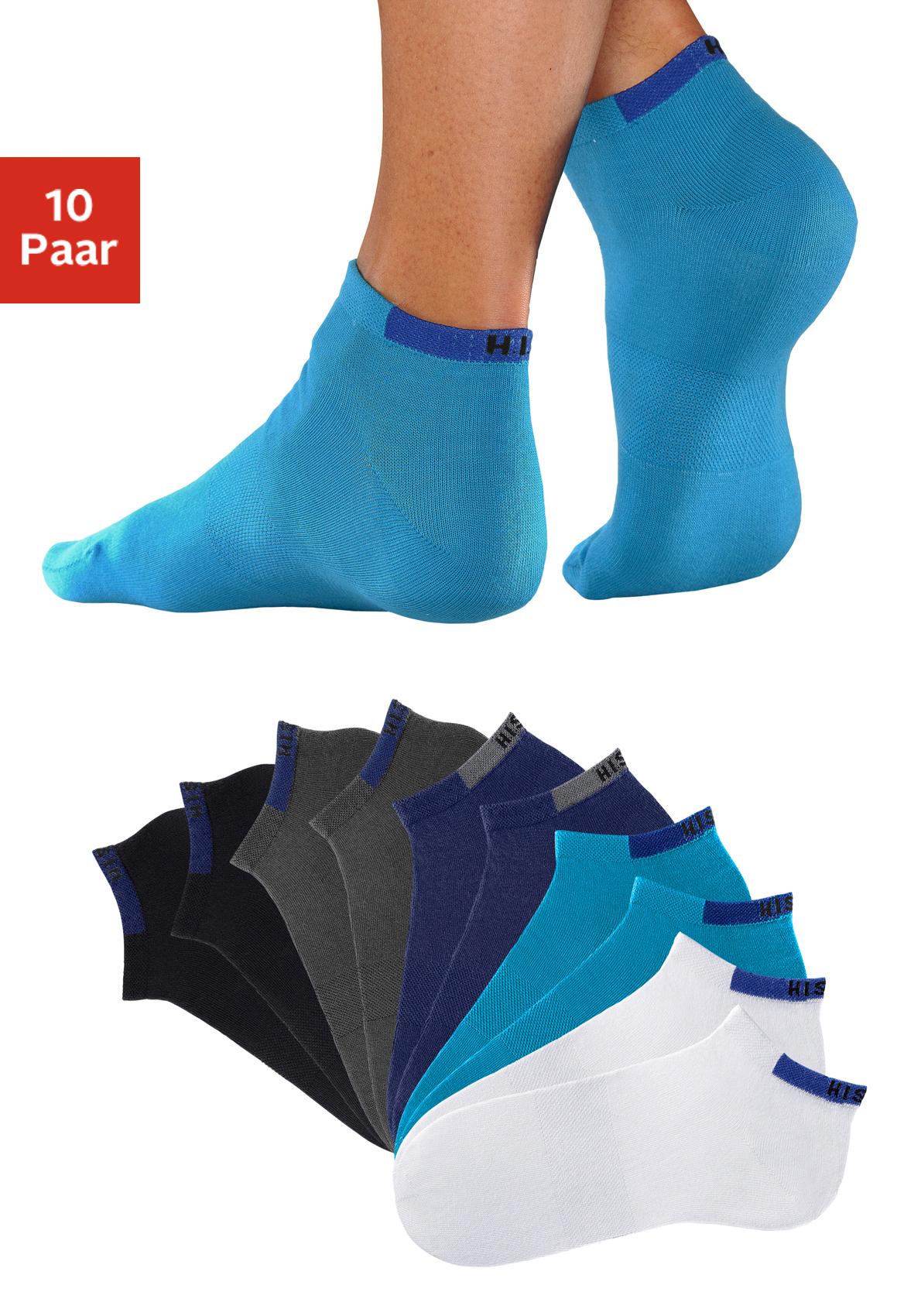 H.I.S Sneakersocken "Sneaker Socken Herren Damen, Kurzschaft Socken" Packung, 10 Stk. tlg. mit verstärkten Belastungszonen