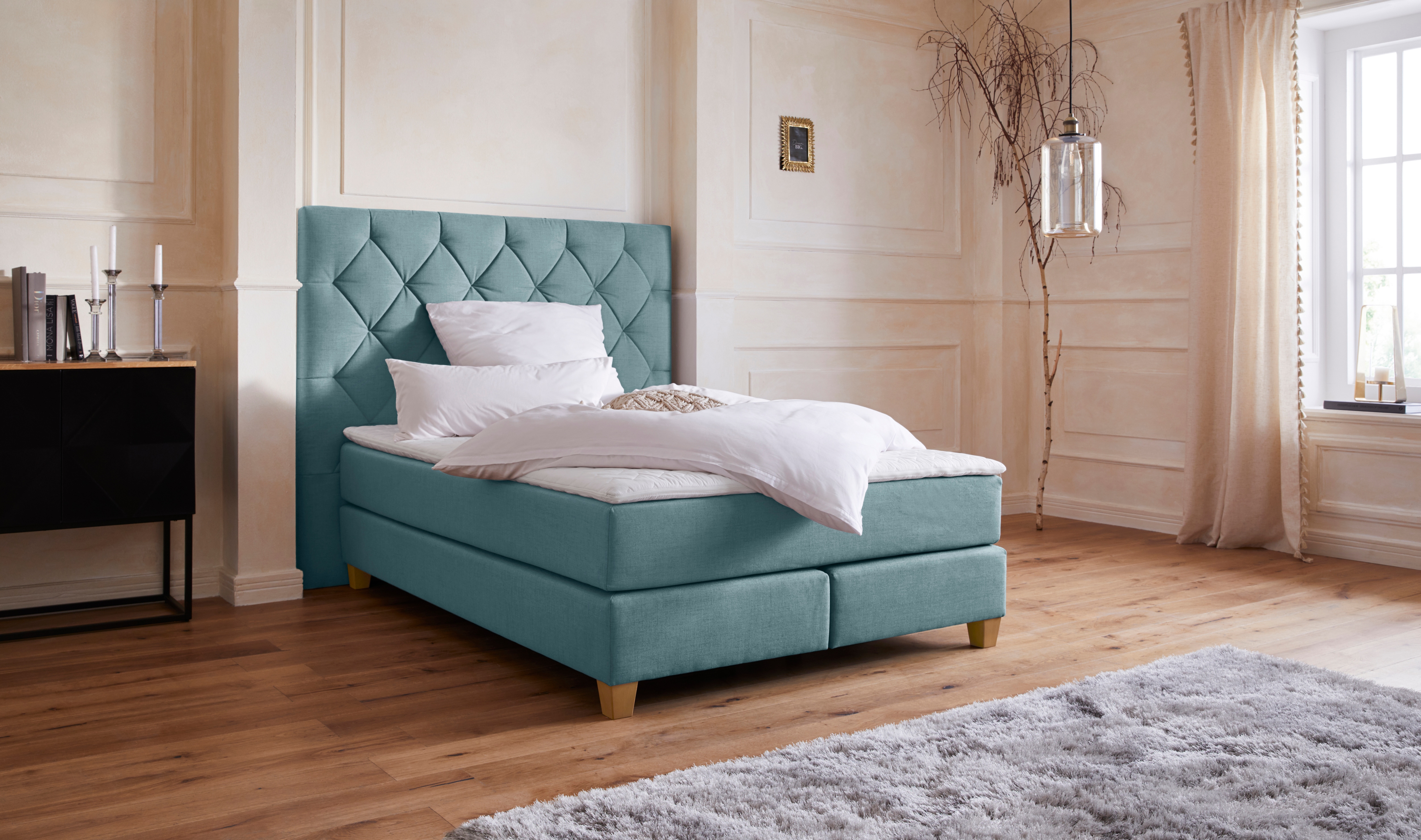 Home affaire Boxspringbett "Harmones hoch" in 3 Breiten, Härtegrad auch im Mix mit je 1 Matratze in H2 und H3