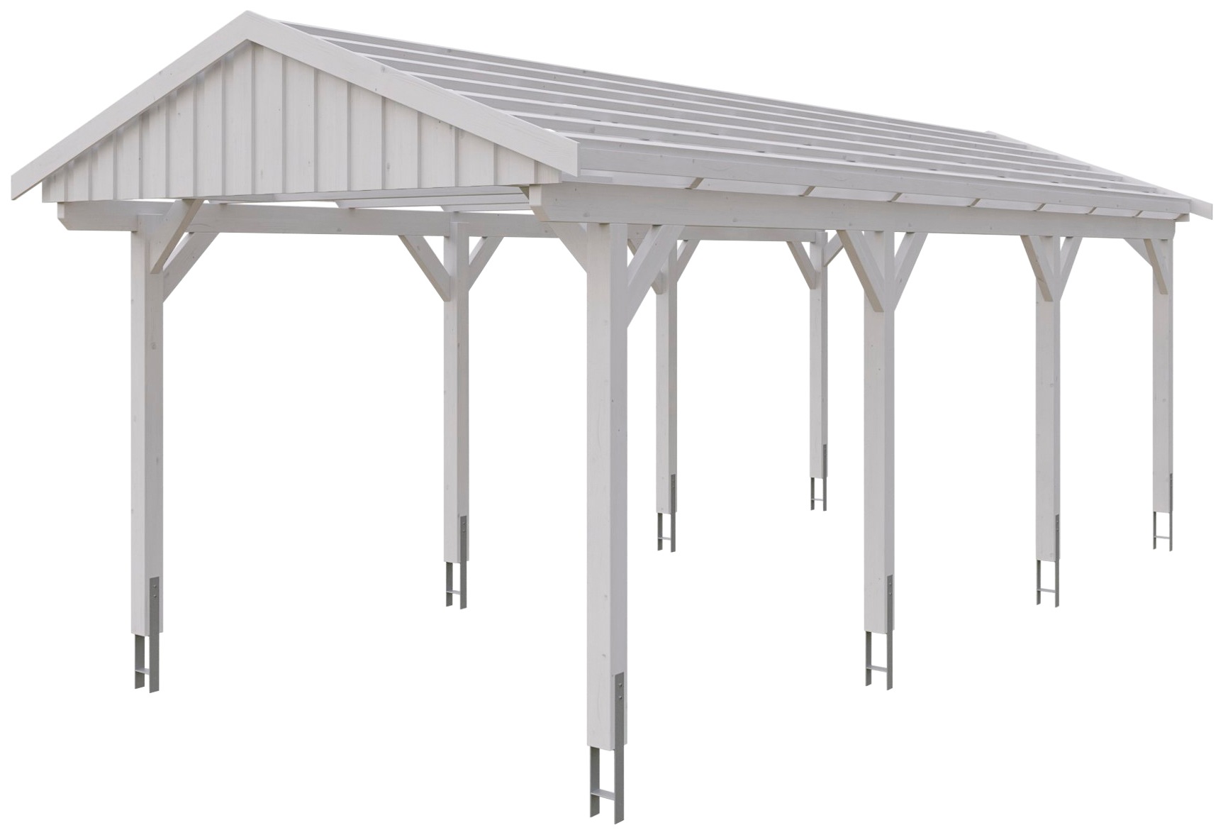 Skanholz Einzelcarport »Fichtelberg«, Leimholz-Nordisches Fichtenholz, weiß, mit Dachlattung