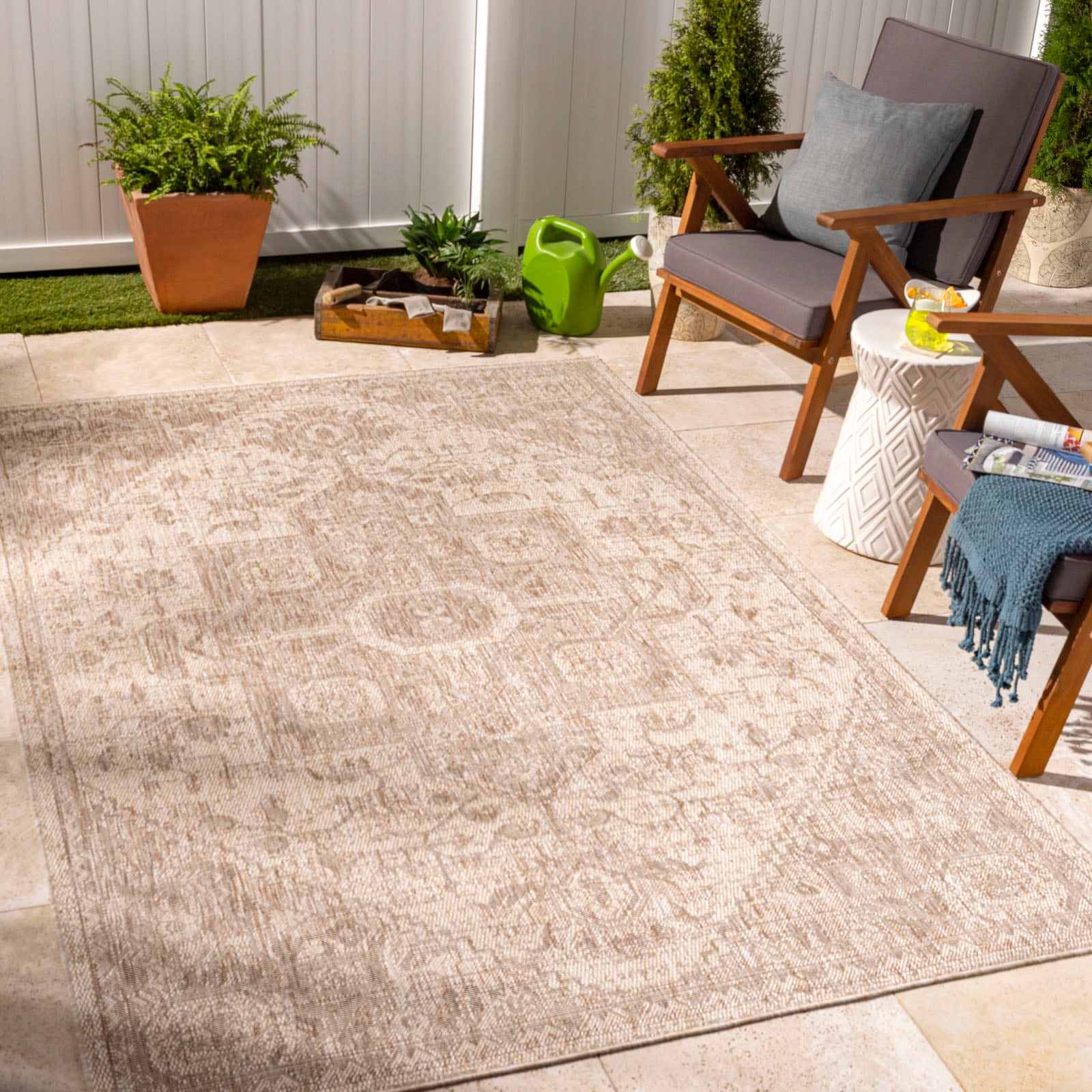 Surya Teppich »Traditional 2389«, rechteckig, Teppich In- /Outdoor Boho Jute-Optik, Balkon, Terrasse, Garten, Beige