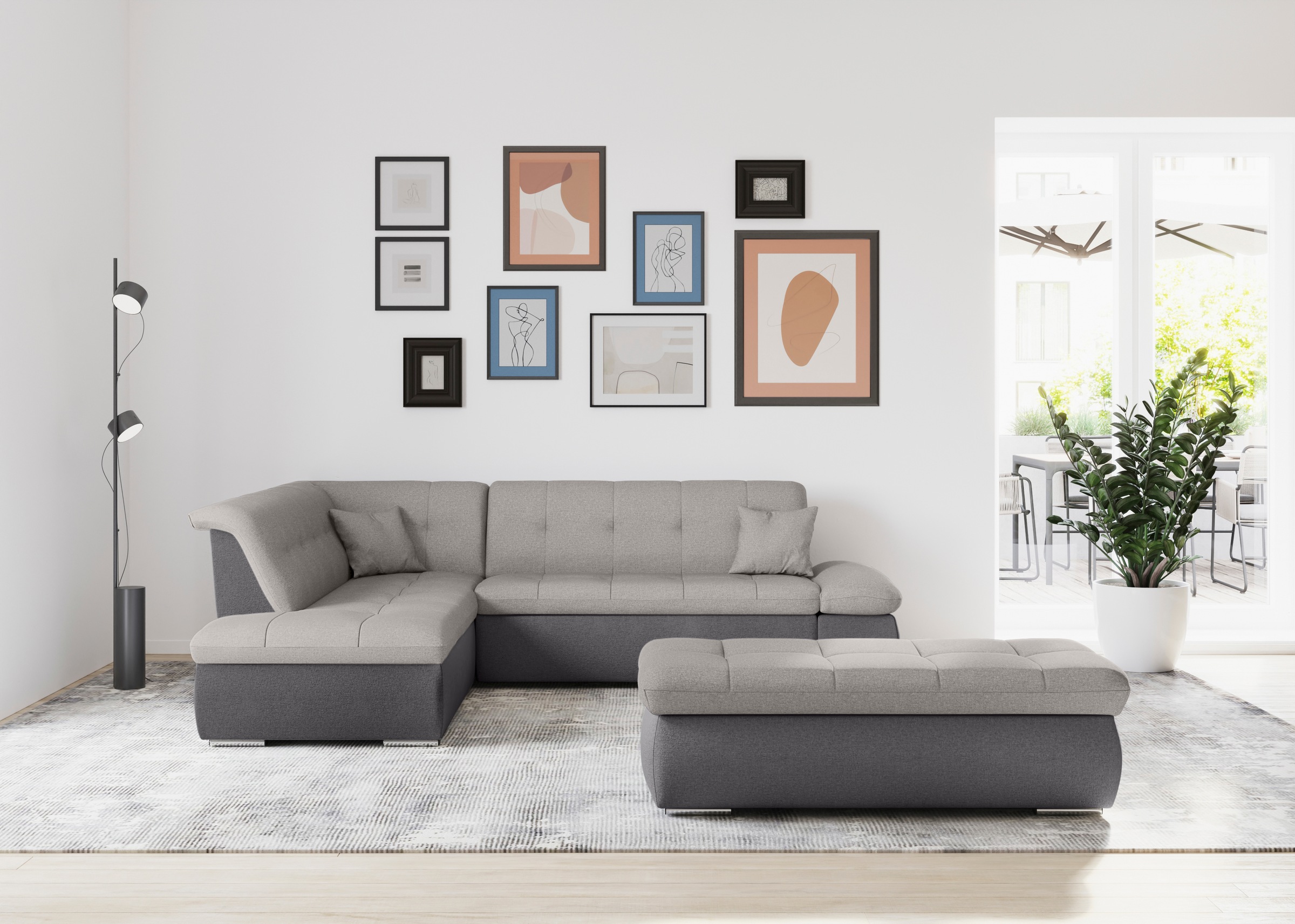 DOMO collection Ecksofa »Moric L-Form«, wahlweise mit Bettfunktion und Armlehnenverstellung, auch in Cord